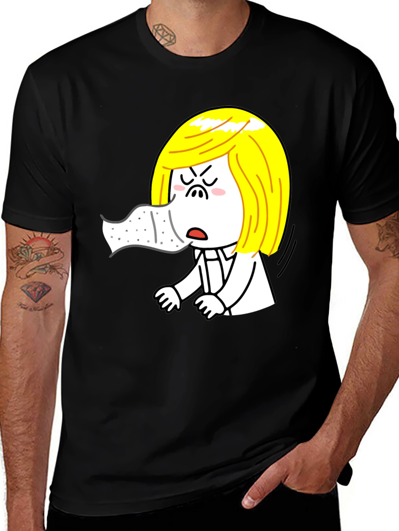 Variant 15 of Cartoon Character Graphic Black T-Shirt