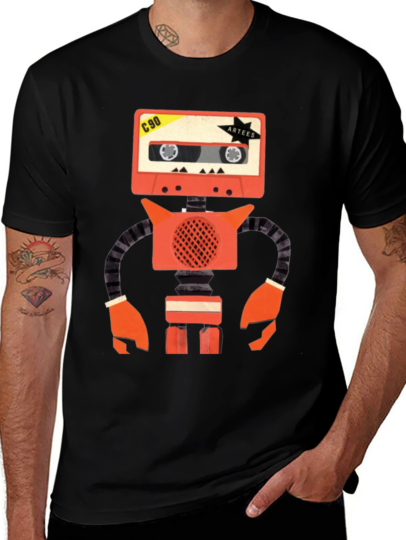 Variant 23 of Retro Robot Cassette Tape T-Shirt