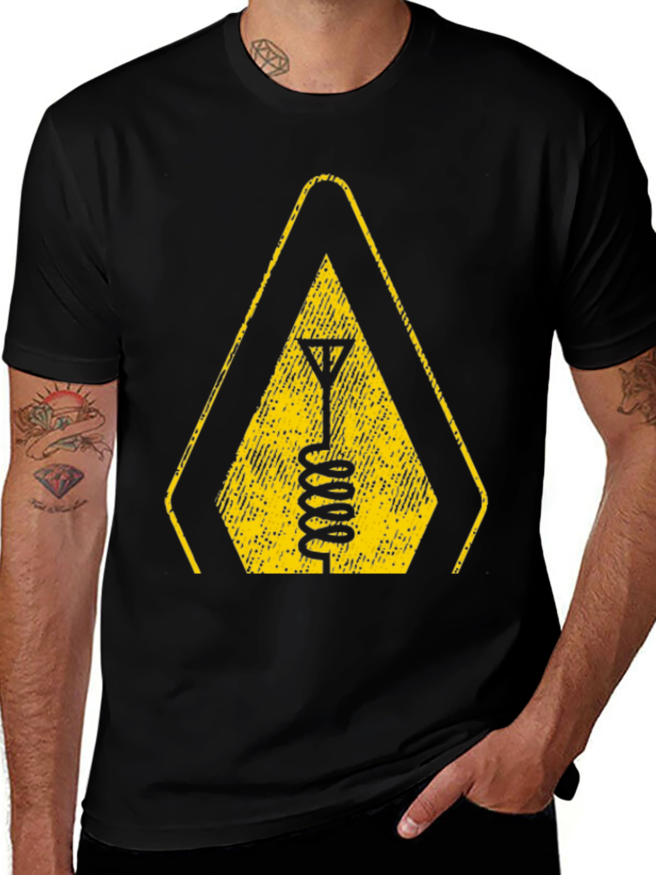 Variant 13 of Warning Antenna T-Shirt - Black Tee