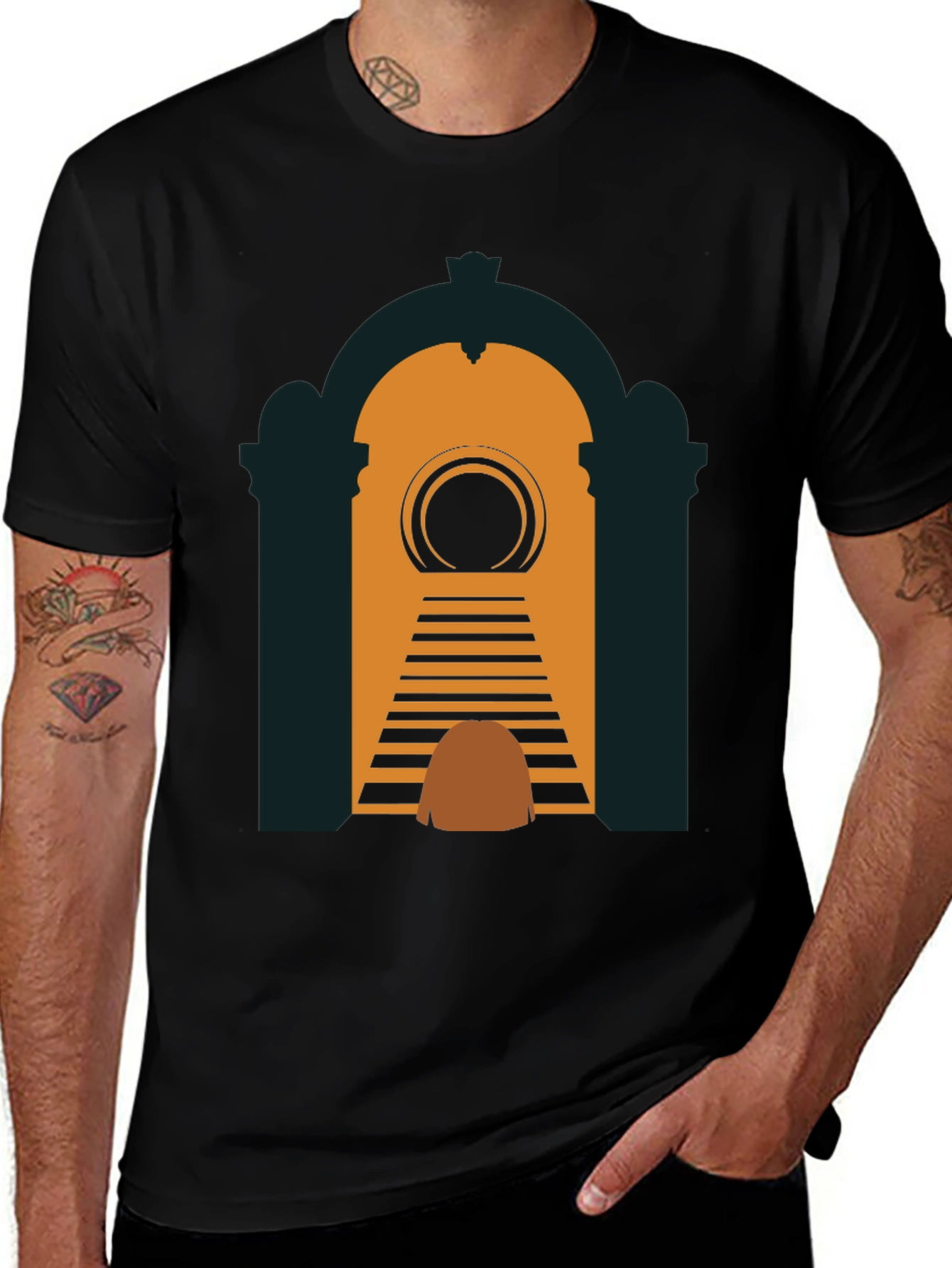 Abstract Portal Graphic Tee - Modern Style