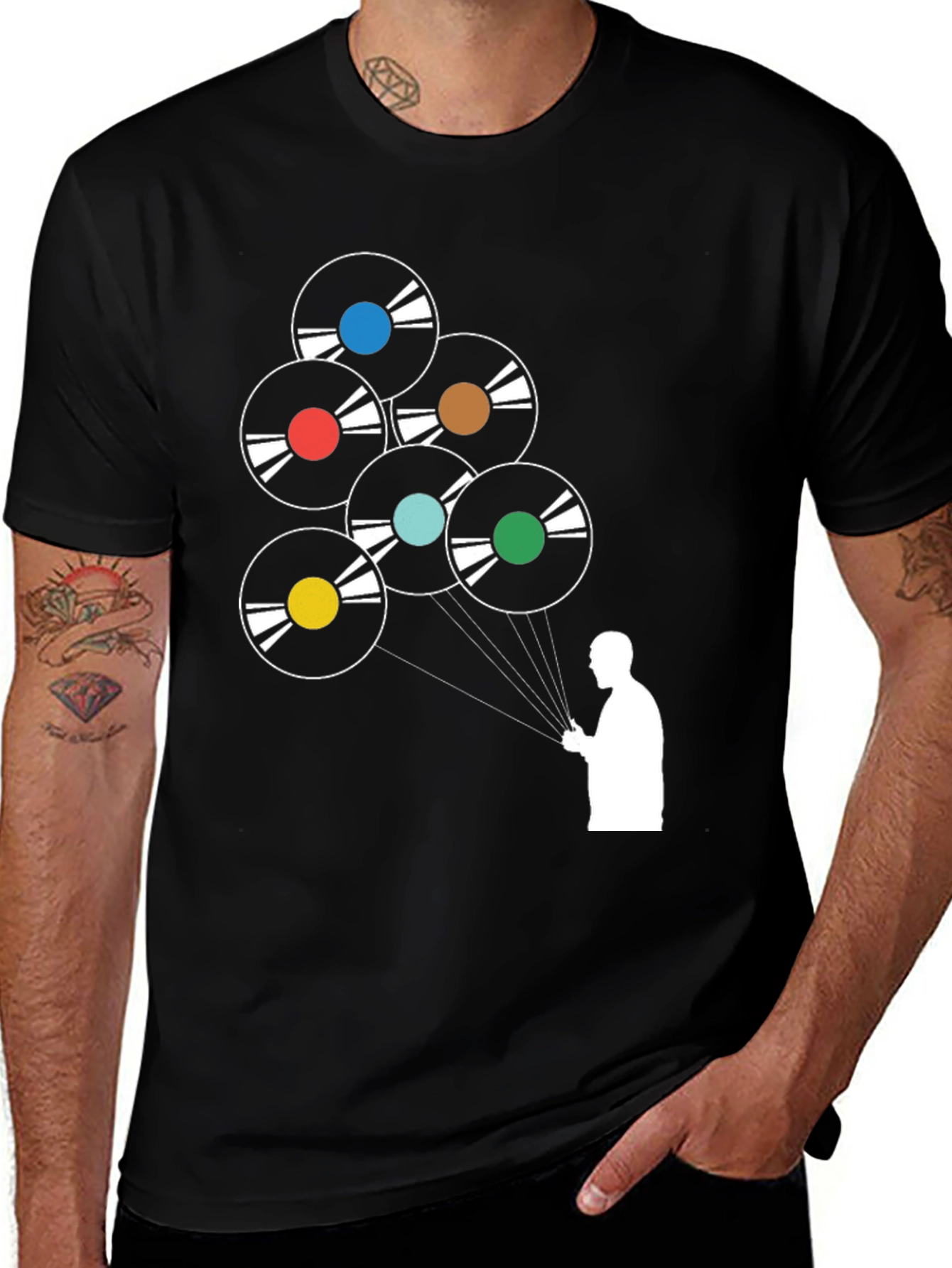 Variant 23 of Vinyl Record Balloons Graphic T-Shirt