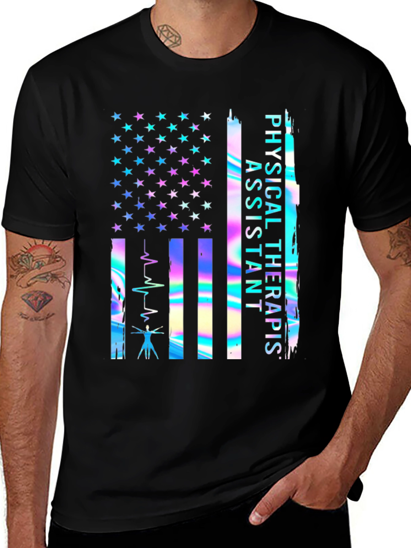 Physical Therapist Assistant USA Flag T-Shirt