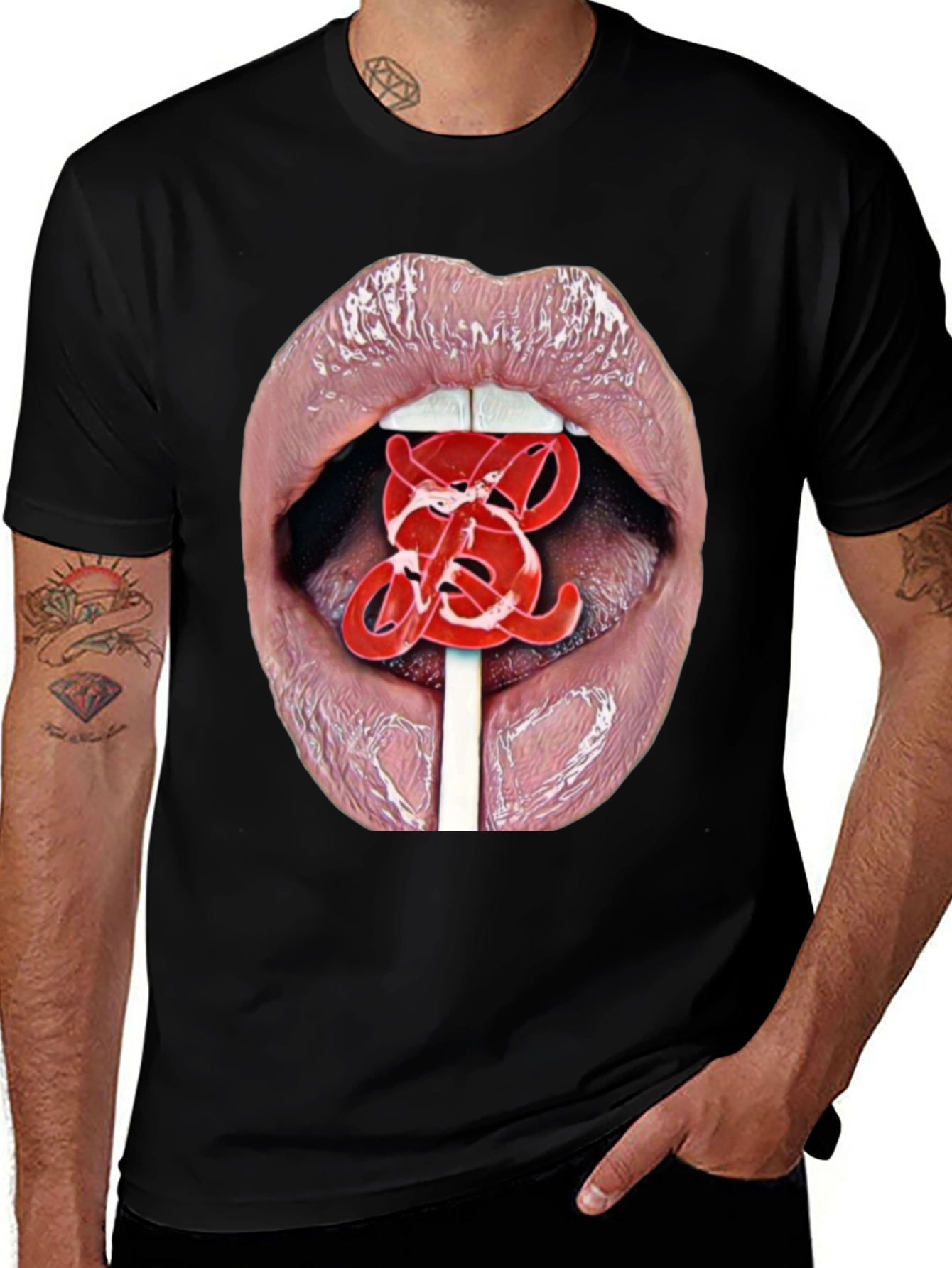 Variant 8 of Lips Lollipop Graphic Tee - Bold & Edgy