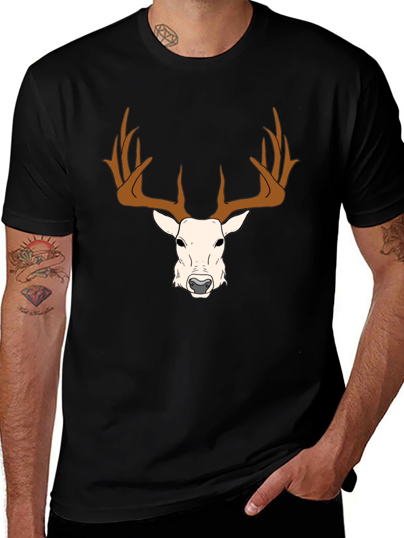 Variant 3 of Deer Graphic Tee - Antler Design