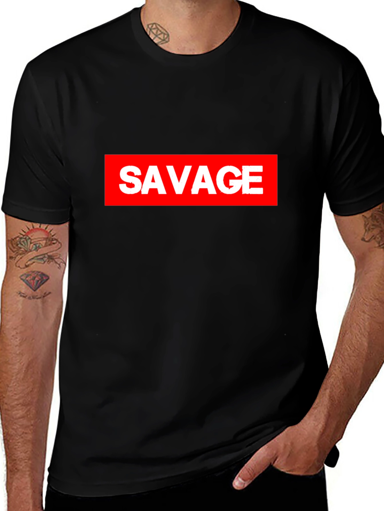 Variant 8 of Savage Graphic Tee - Bold Red Box Logo