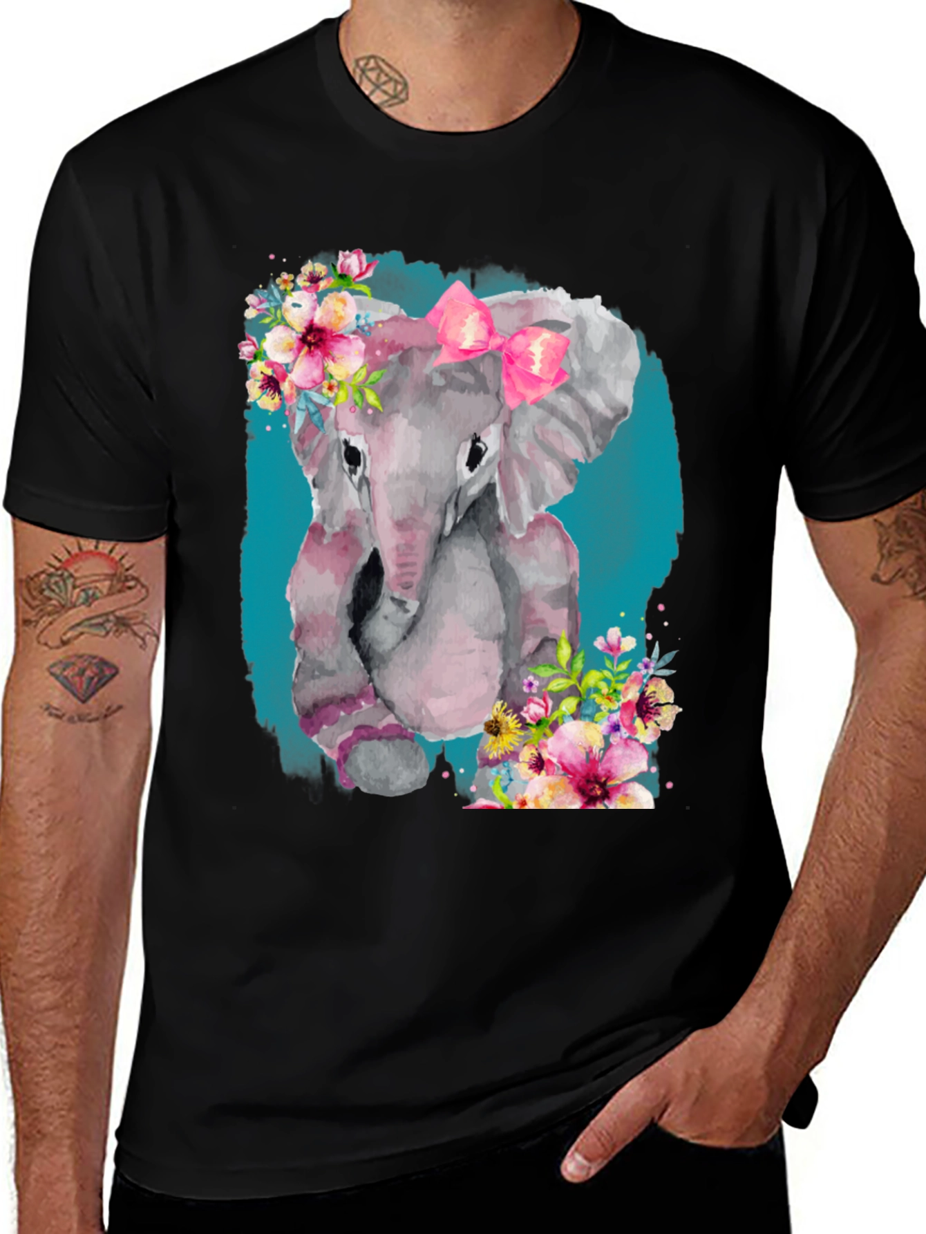 Variant 21 of Elephant Floral T-Shirt - Cute Animal Tee