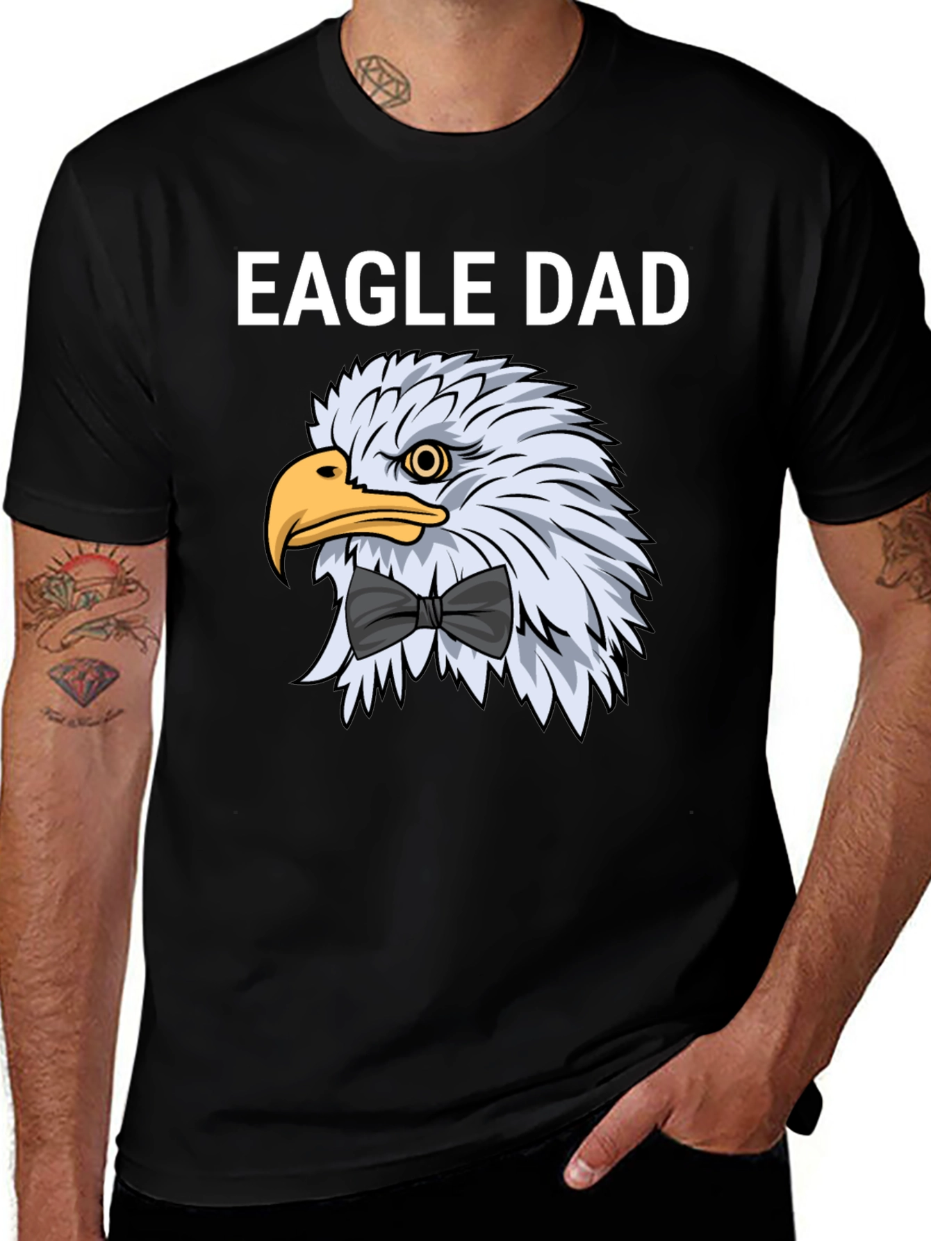 Variant 22 of Eagle Dad Graphic T-Shirt - Black Cotton Tee