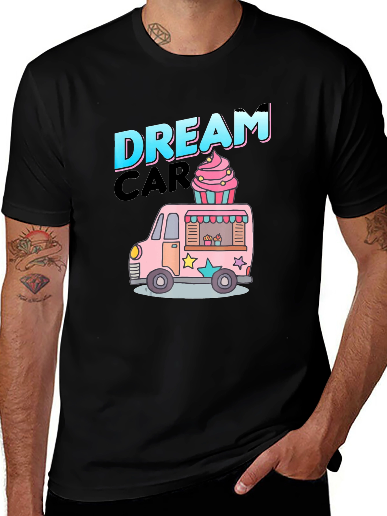 Variant 18 of Dream Car Cupcake Food Truck Graphic Tee - Black