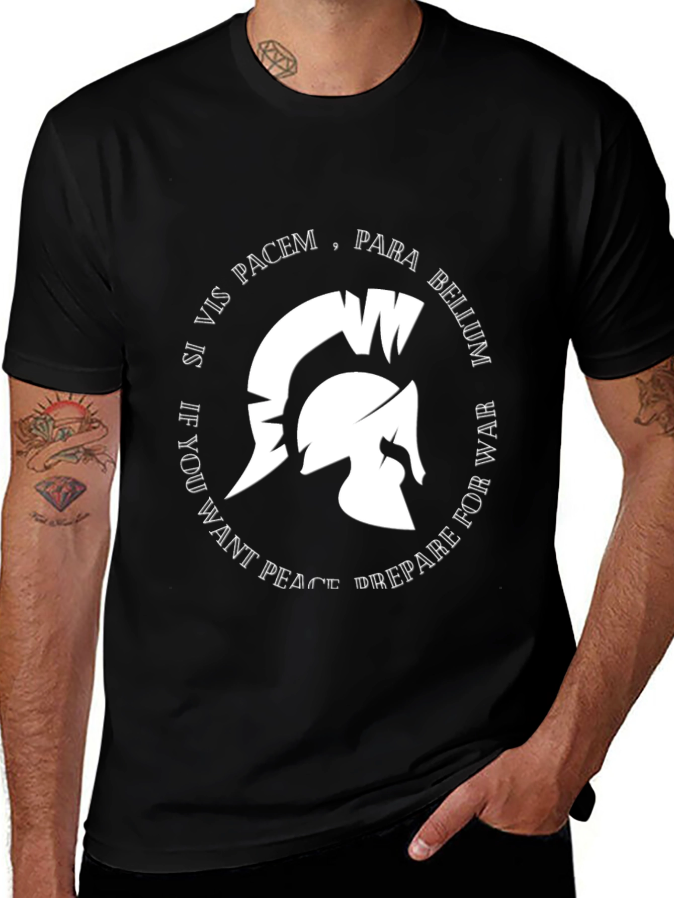 Variant 15 of Spartan Helmet Tee - If You Want Peace, Prepare for War