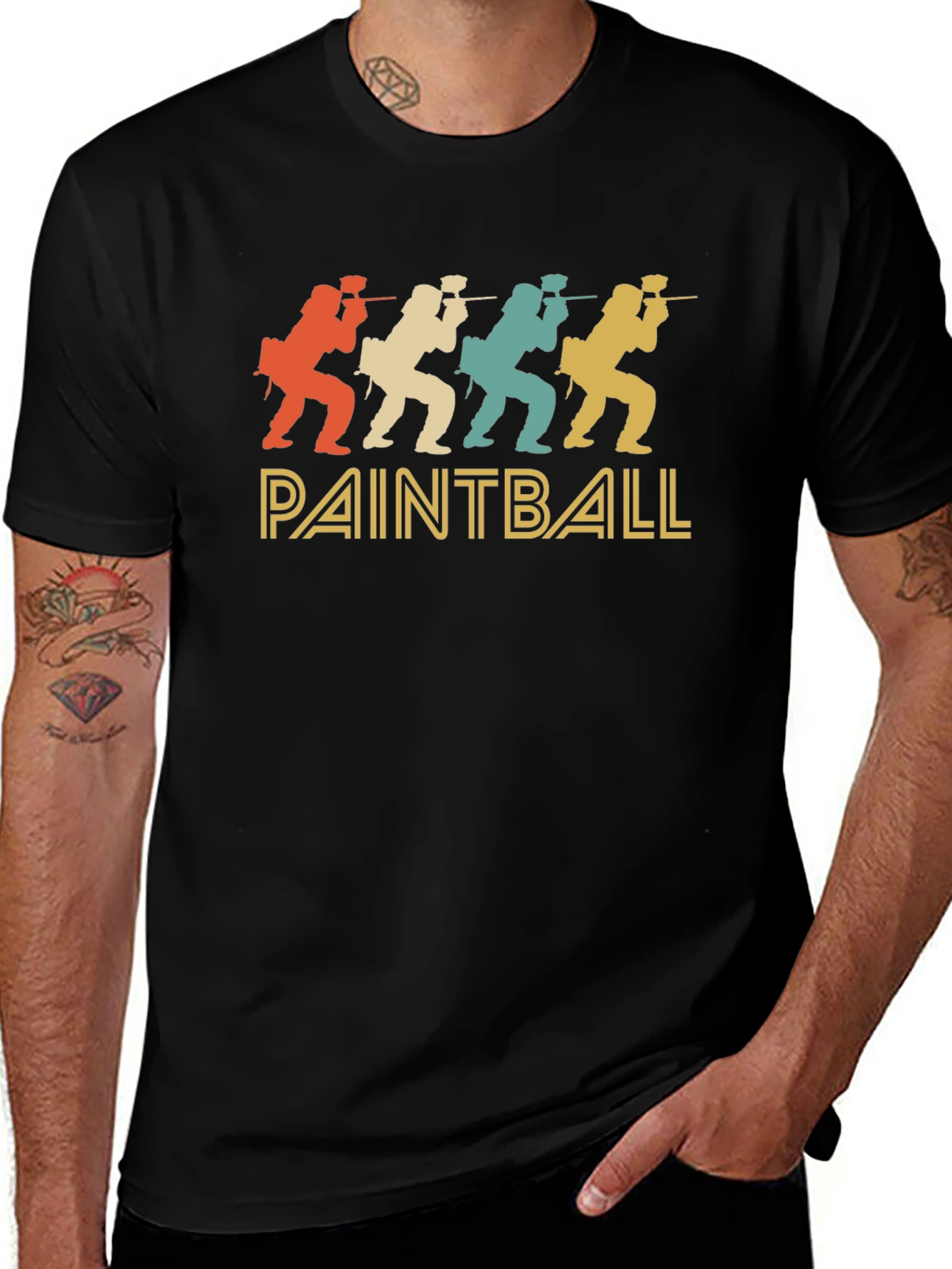 Black Retro Paintball T-Shirt main image