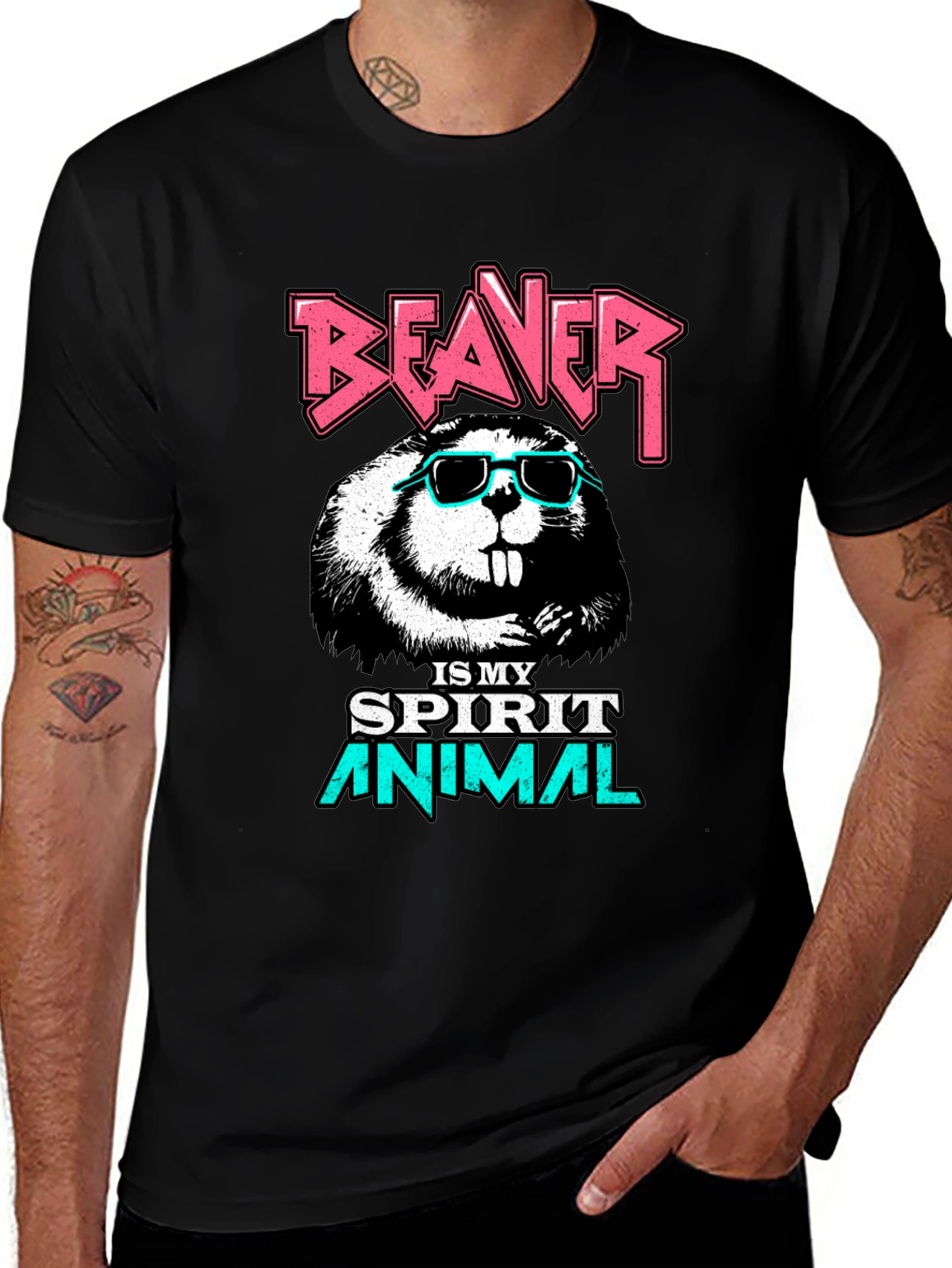 Variant 9 of Beaver Spirit Animal Graphic T-Shirt - Black