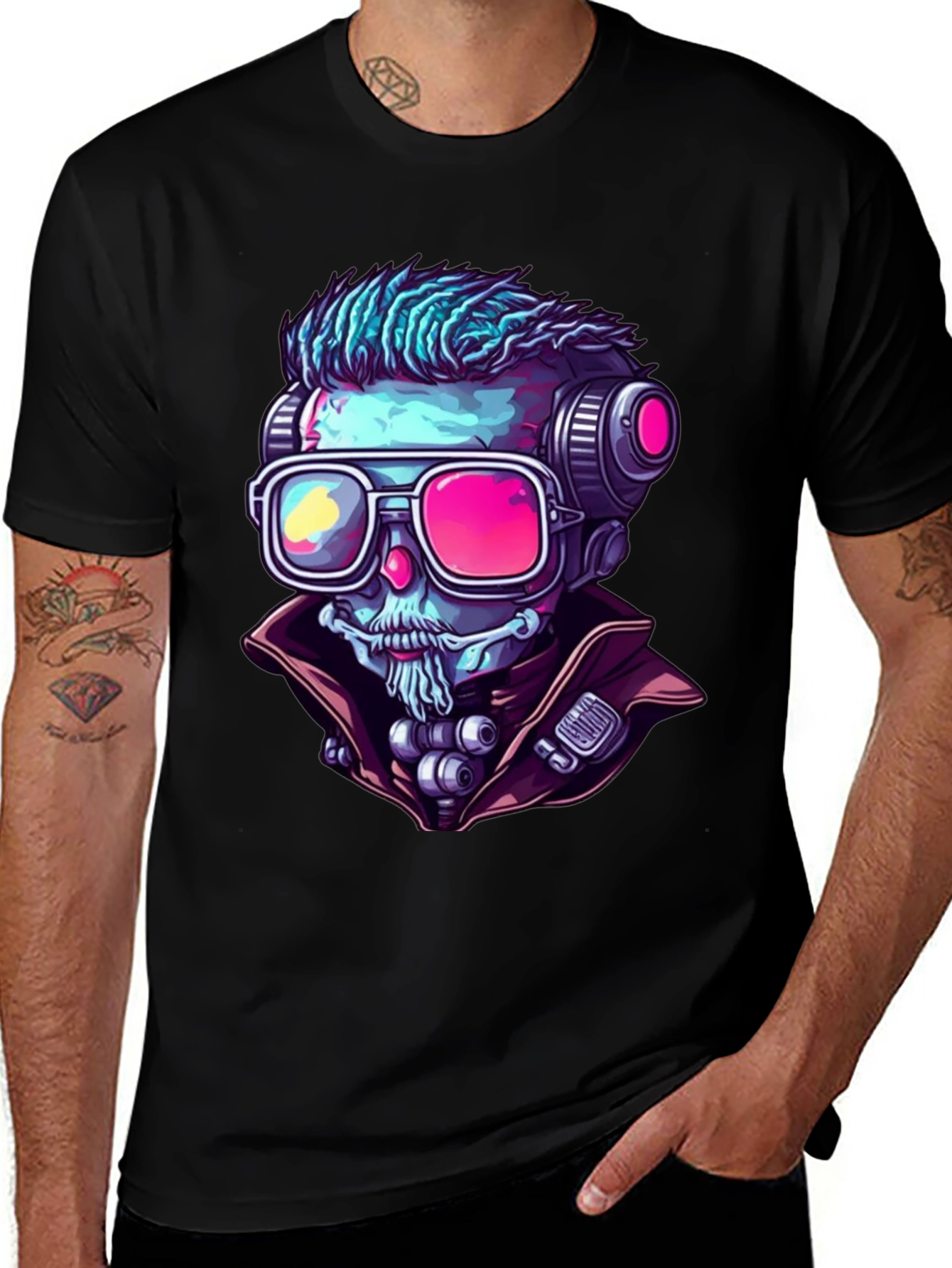 Variant 18 of Cyberpunk Skeleton Graphic Tee - Unique Design