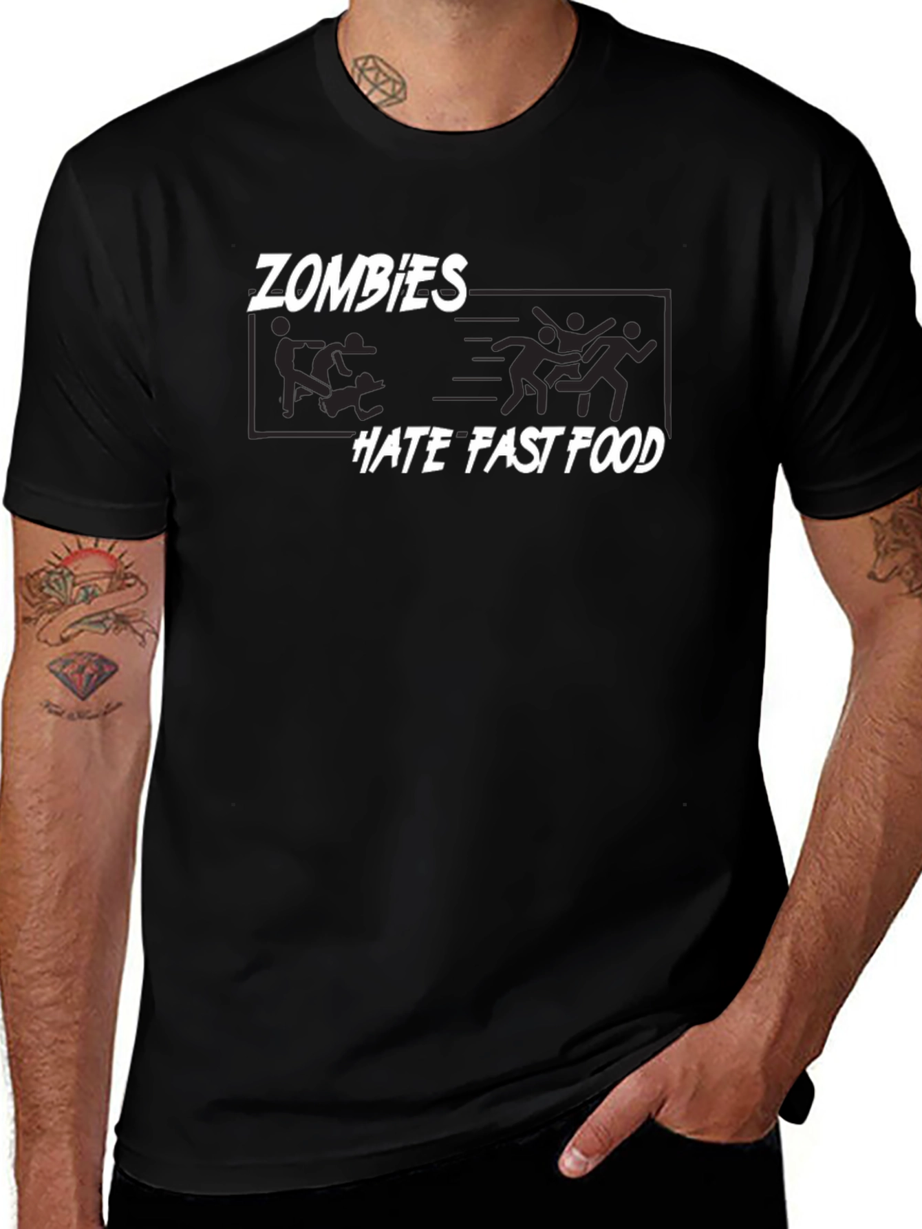 Variant 2 of Zombies Hate Fast Food Graphic T-Shirt