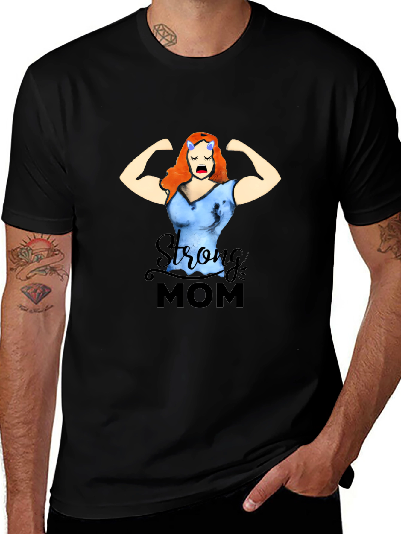Variant 19 of Strong Mom Graphic Tee - Black Cotton Blend T-Shirt
