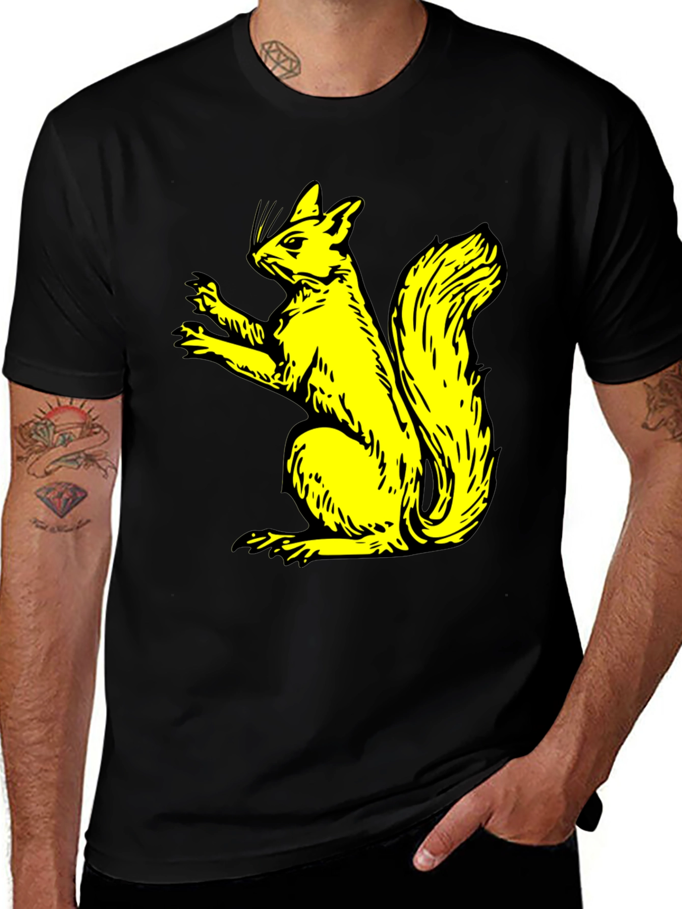 Variant 13 of Squirrel Graphic Black T-Shirt