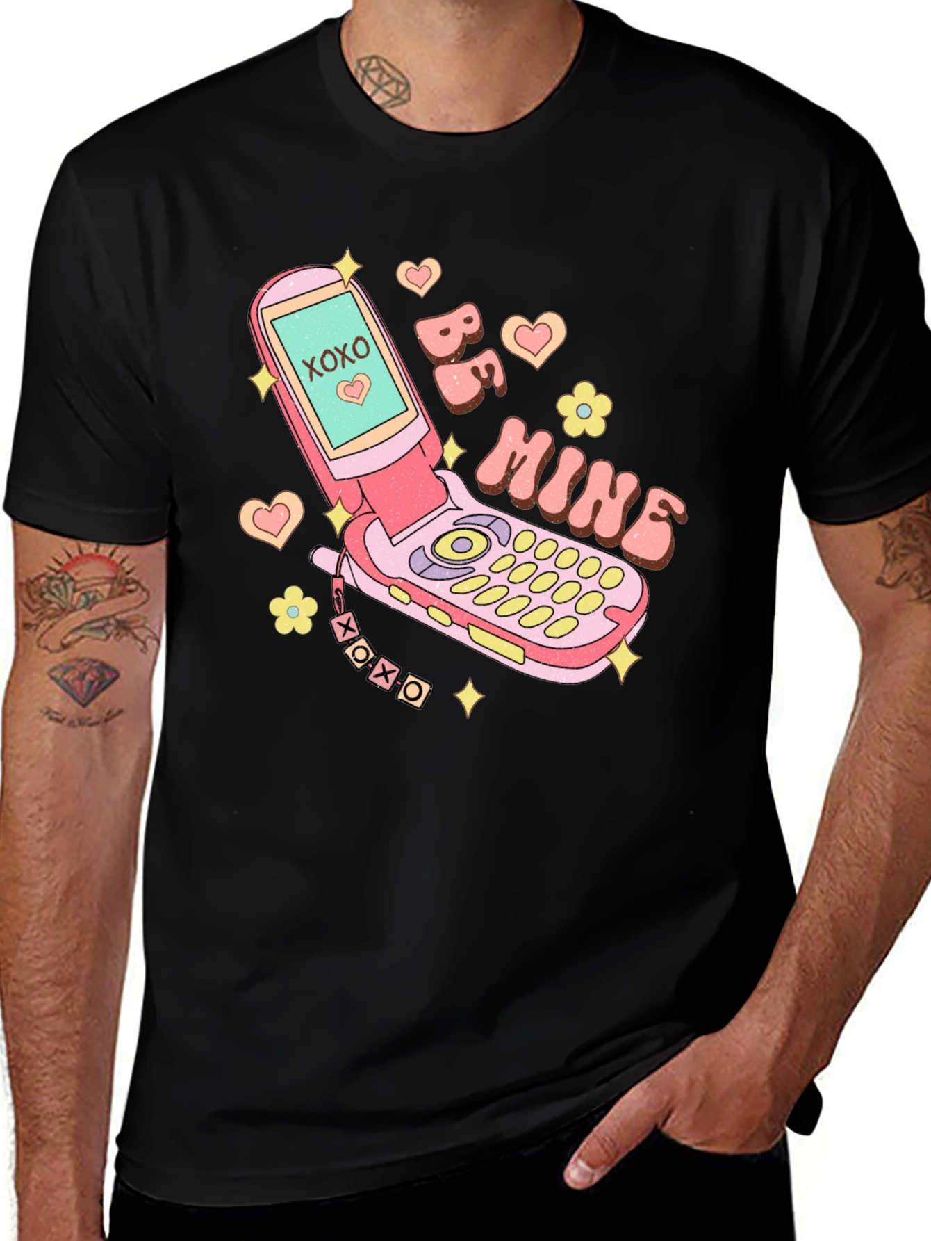 Variant 6 of Be Mine Retro Cell Phone Graphic Tee