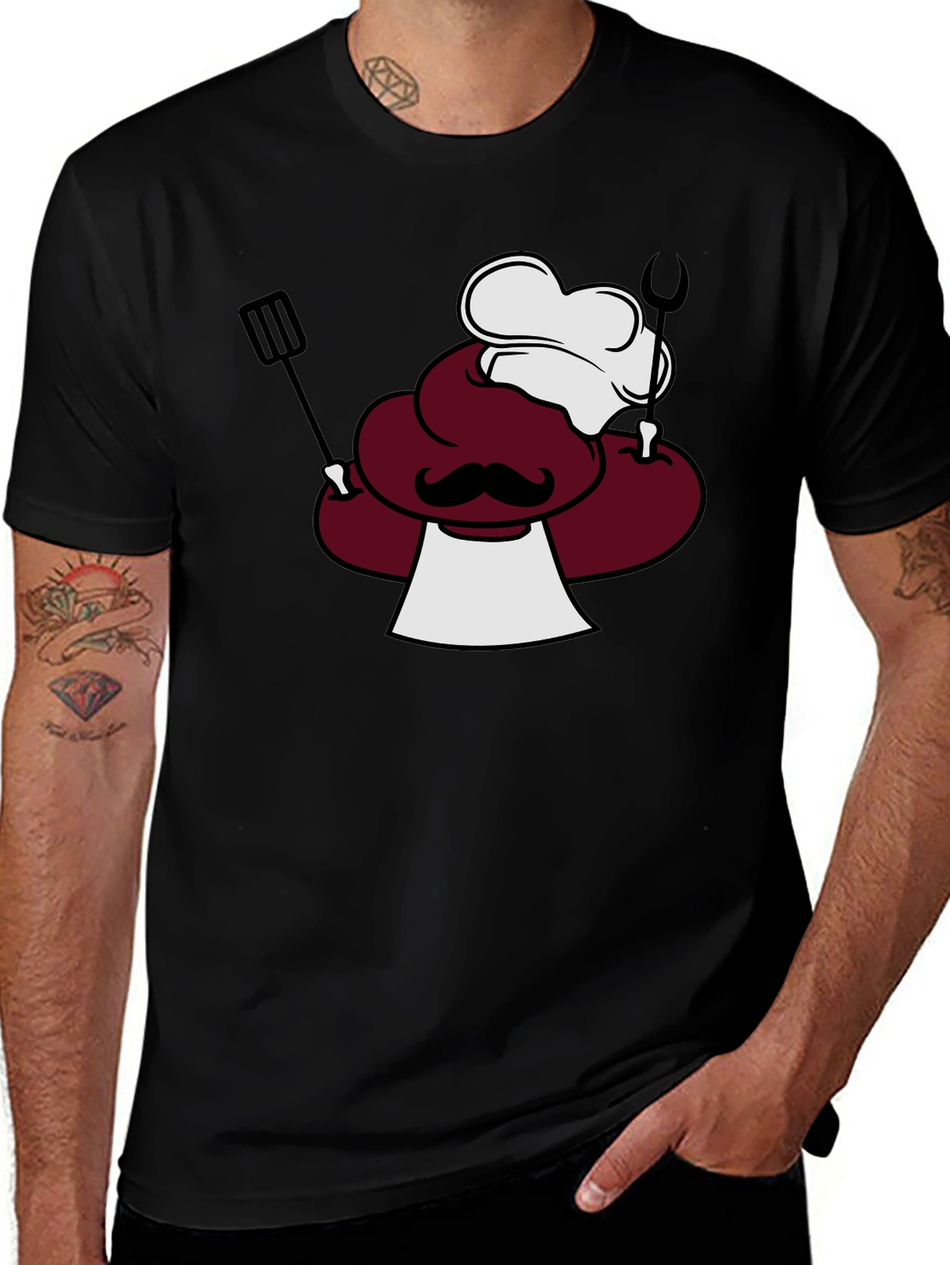 Variant 24 of Chef Cartoon Graphic Black T-Shirt