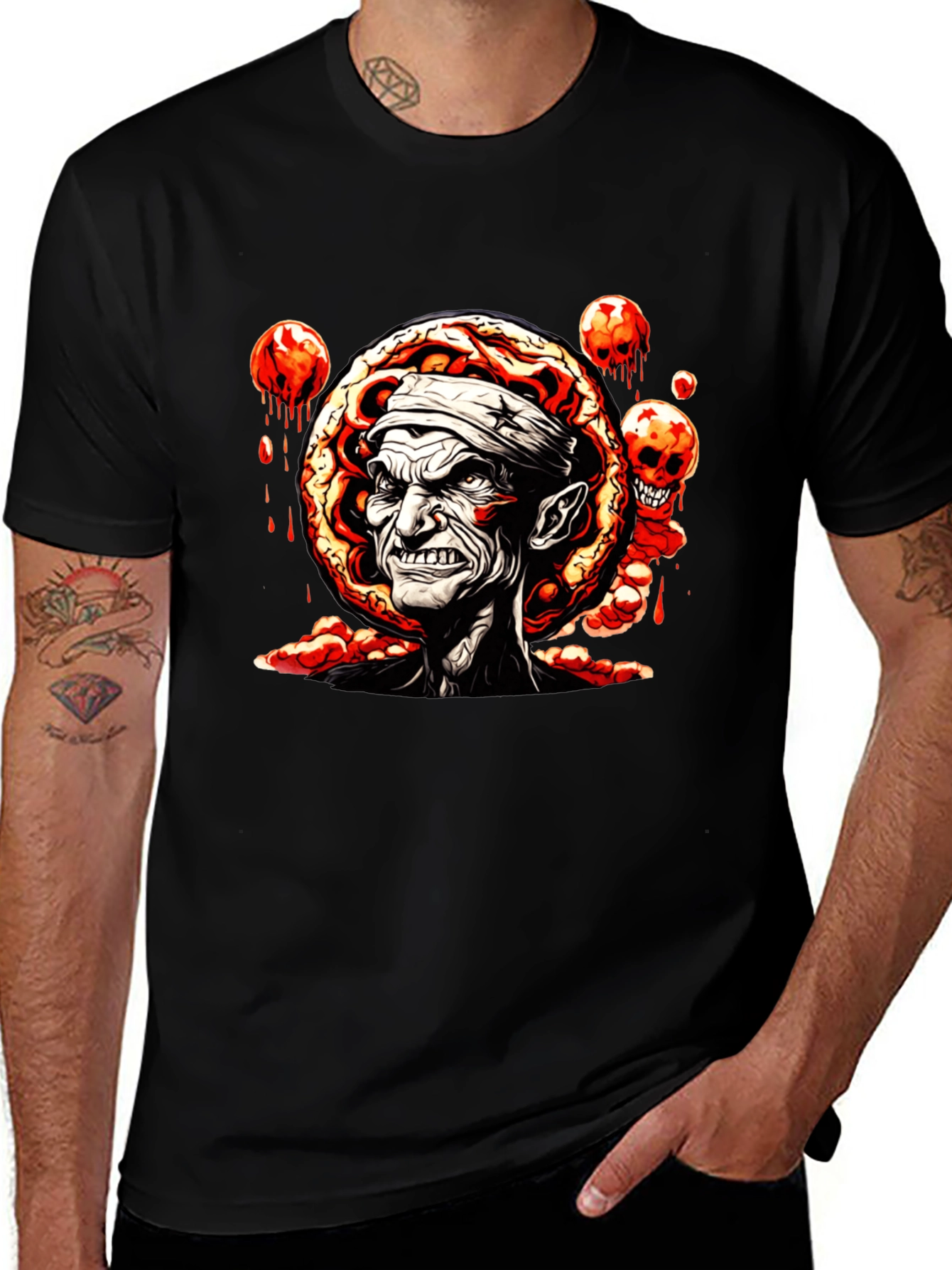 Black Creepy Zombie Graphic Tee - Black main image