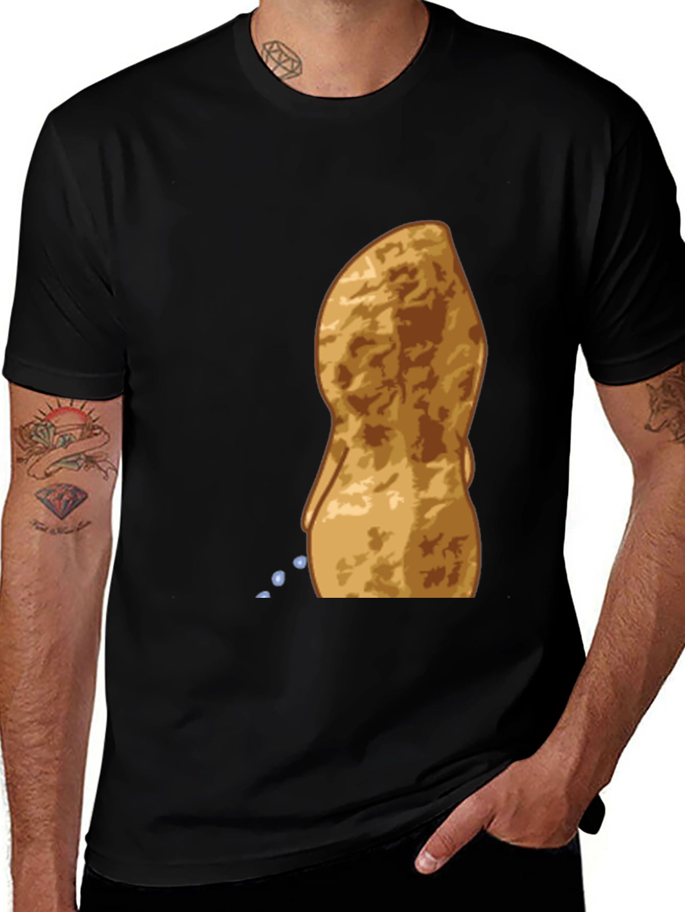 Peeing Peanut Funny Graphic T-Shirt