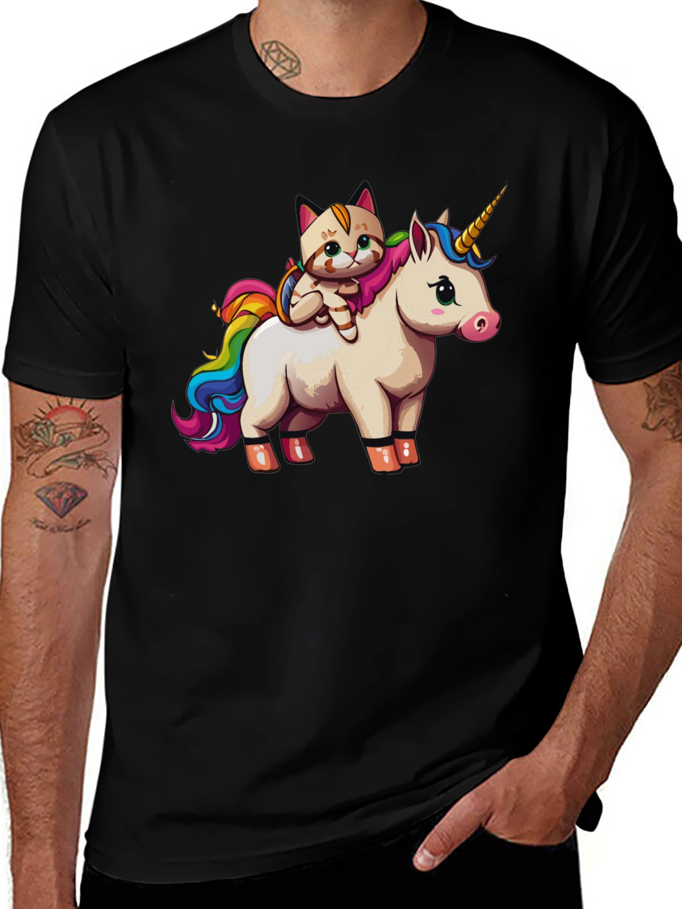 Variant 28 of Cat Riding Unicorn Graphic T-Shirt