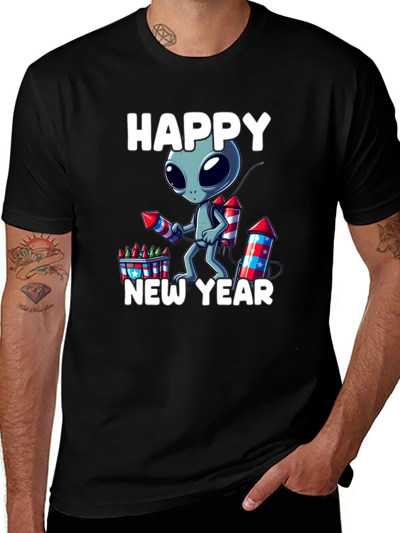 Happy New Year Alien Graphic Tee