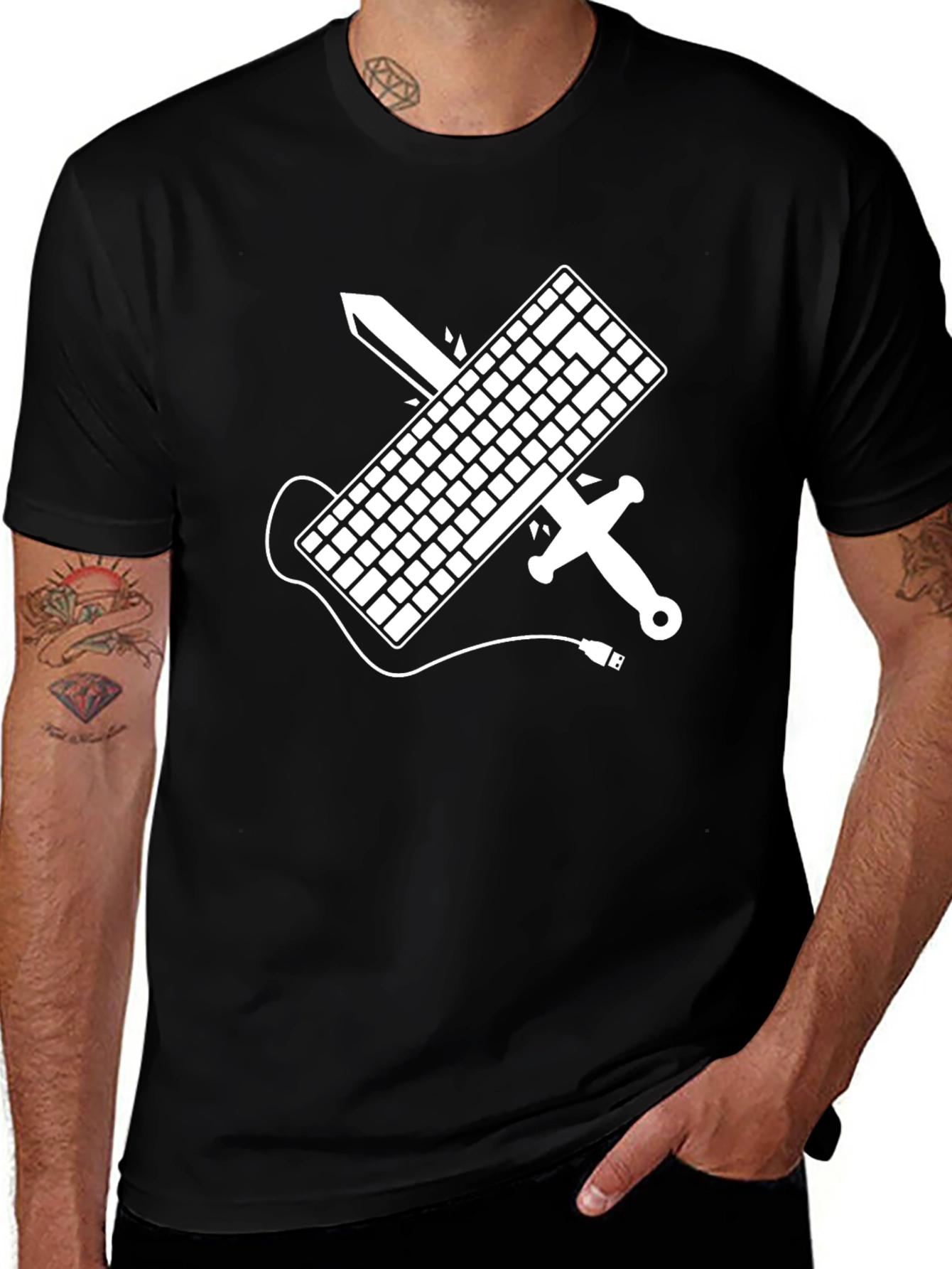 Variant 24 of Keyboard Warrior T-Shirt - Gamer Sword Design