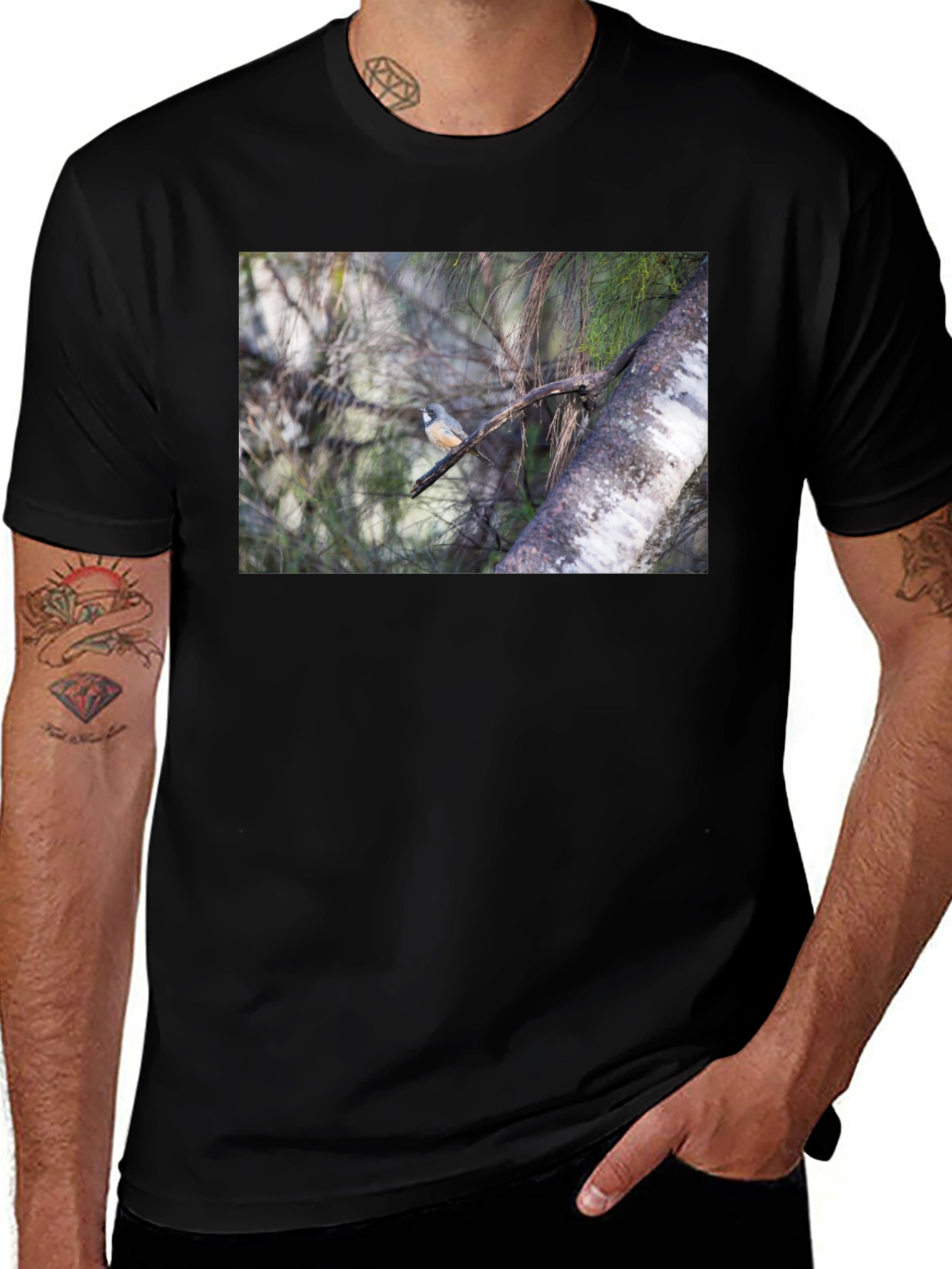 Variant 5 of Bird on Branch Black T-Shirt
