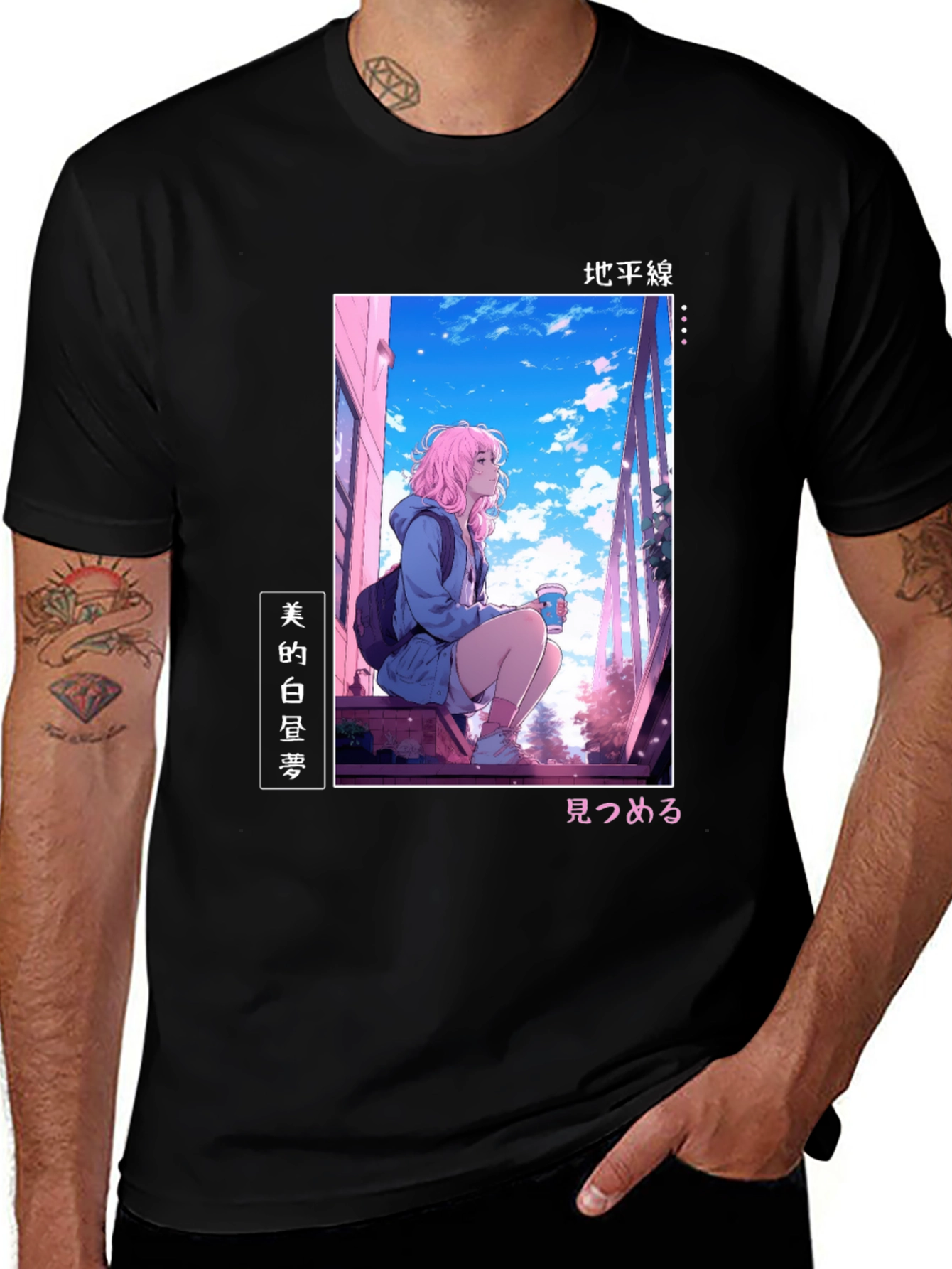 Variant 30 of Anime Girl Black T-Shirt