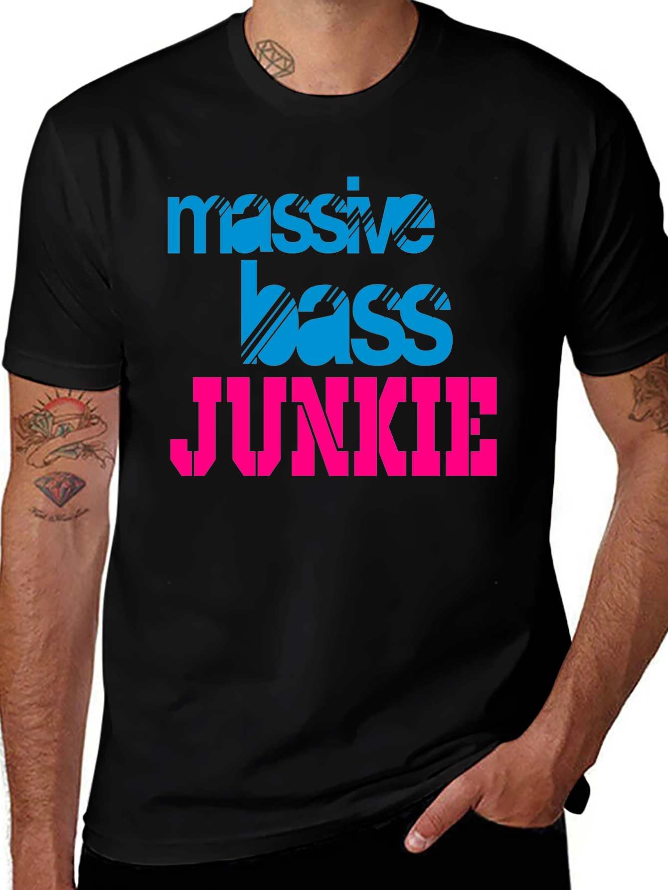 Black Massive Bass Junkie Black Graphic Tee main image