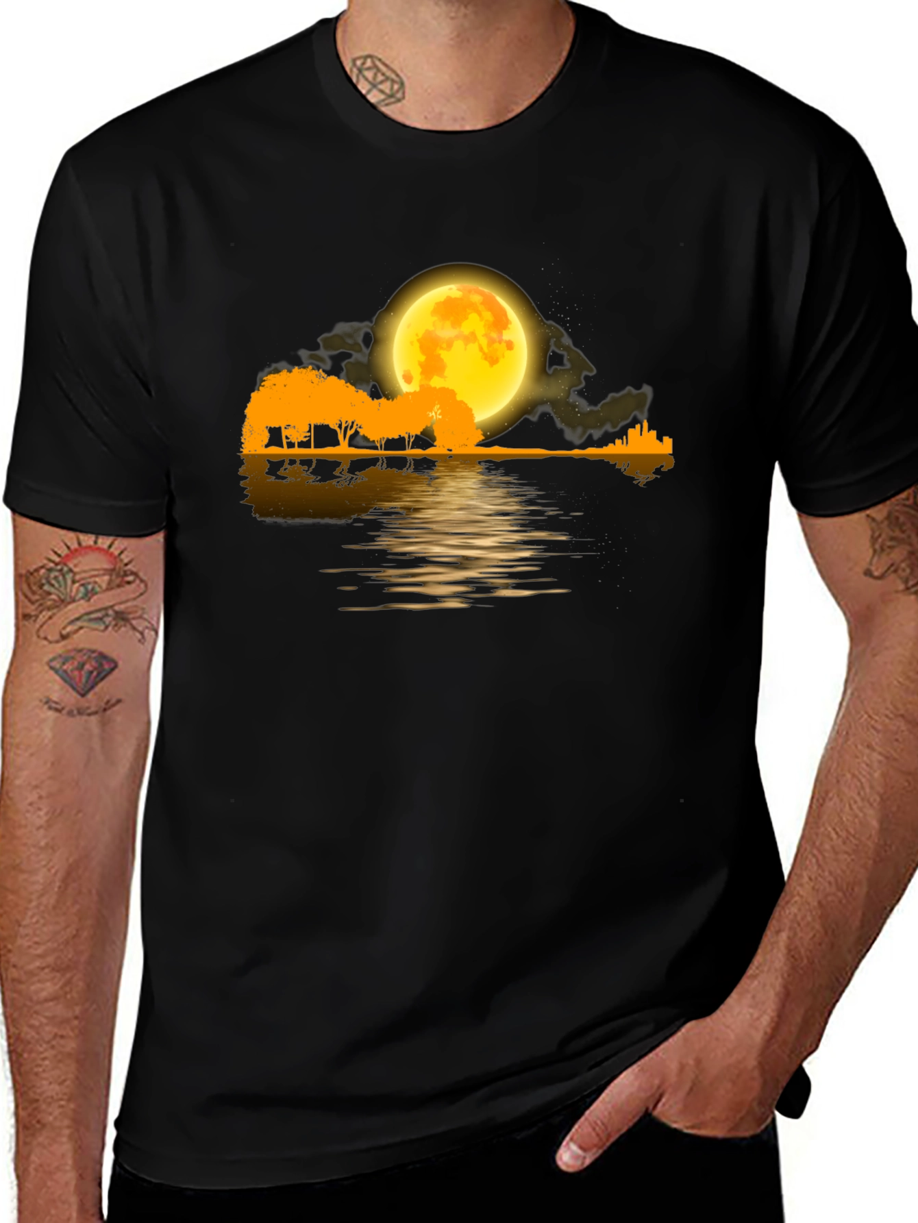 Black Moonlight Guitar T-Shirt main image
