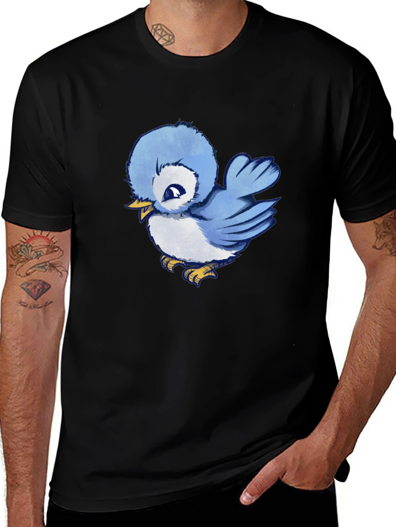 Variant 15 of Cute Blue Bird Graphic T-Shirt - Soft Cotton Tee