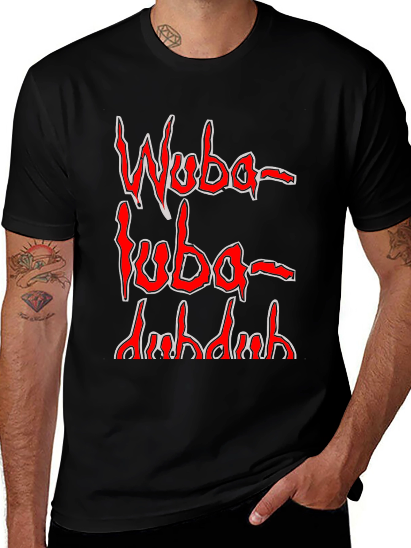 Variant 24 of Wuba Luba Dub Dub Graphic Tee - Black