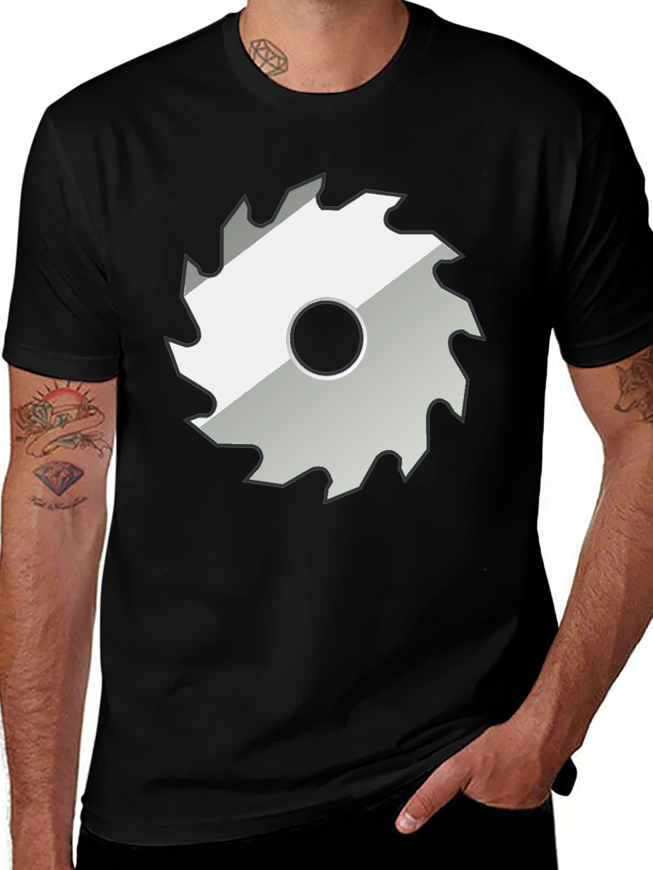 Saw Blade Graphic Tee - Black Cotton T-Shirt