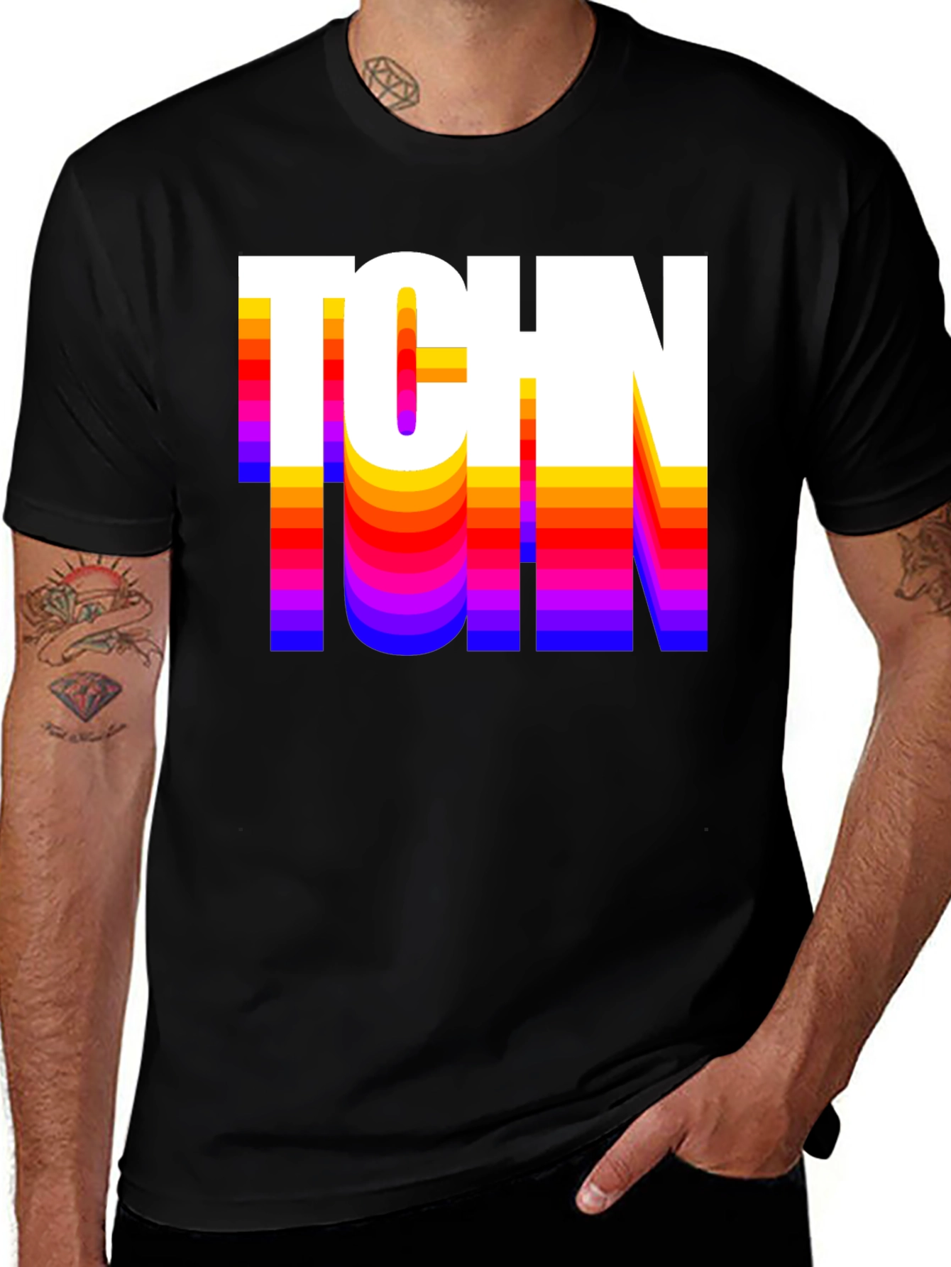 Variant 26 of Retro TCHN Graphic Tee - Stylish Crew Neck T-Shirt