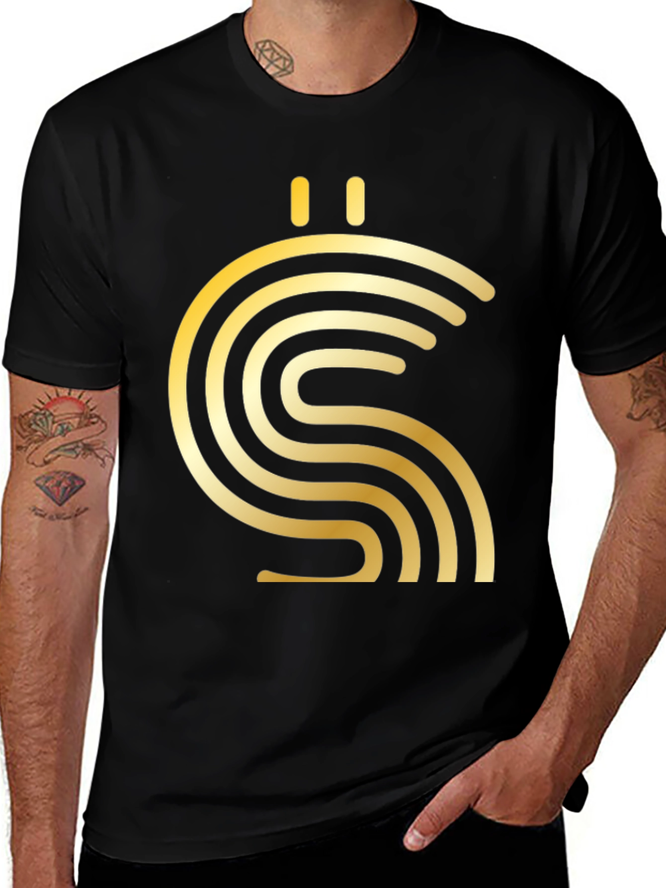 Variant 5 of Abstract Gold Symbol Black T-Shirt