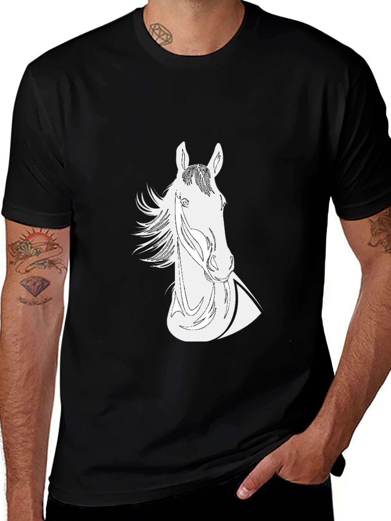 Variant 9 of Black Horse Graphic Tee - Stylish and Unique!