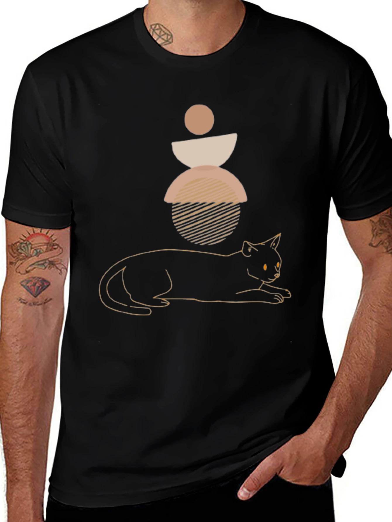 Variant 11 of Abstract Cat Graphic Tee - Stylish Comfort