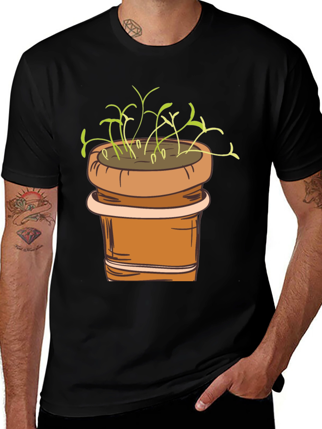 Variant 13 of Plant Pot Graphic Tee - Black Unisex T-Shirt