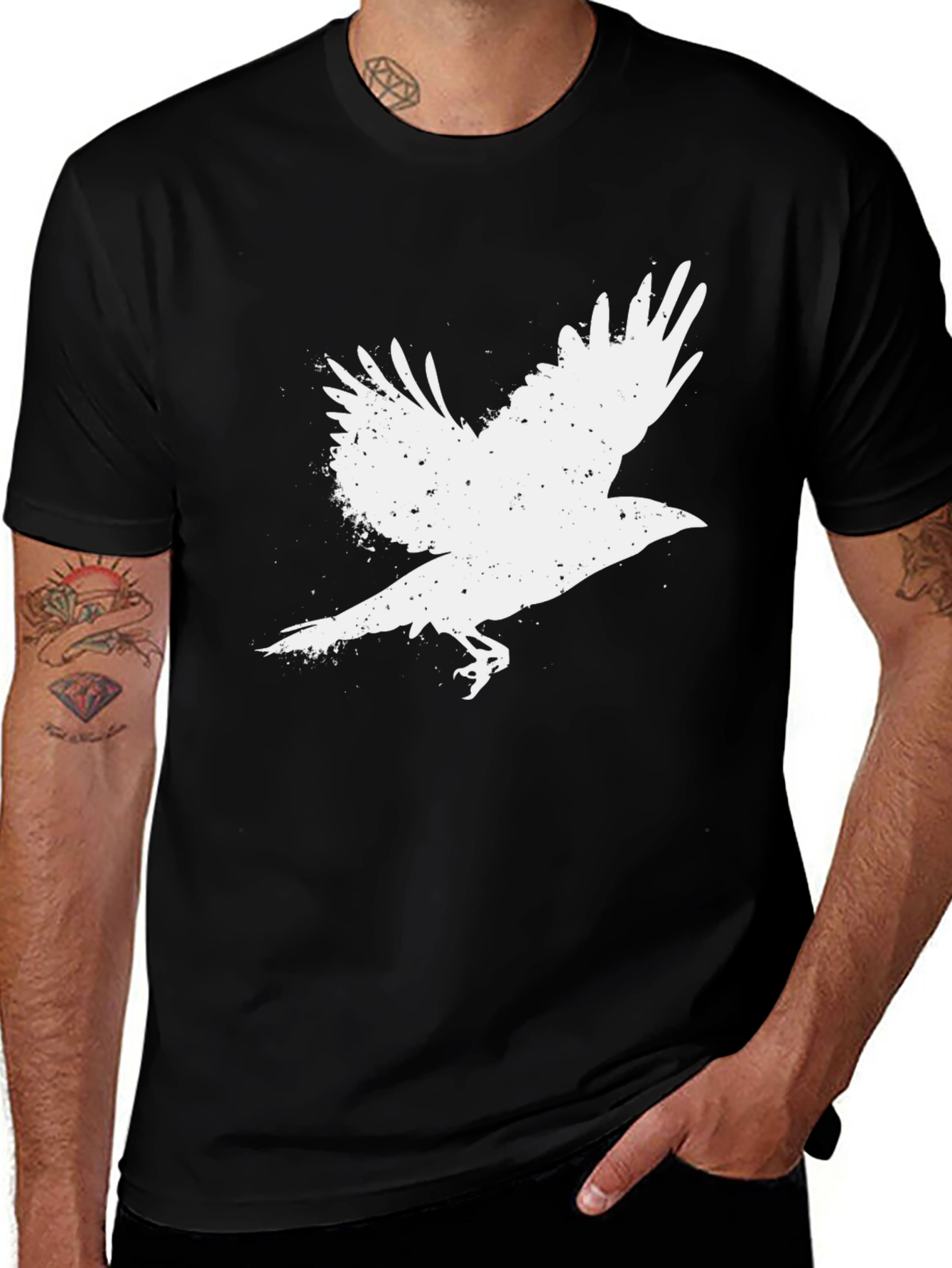 Variant 26 of Raven Graphic Tee - Men's Black T-Shirt