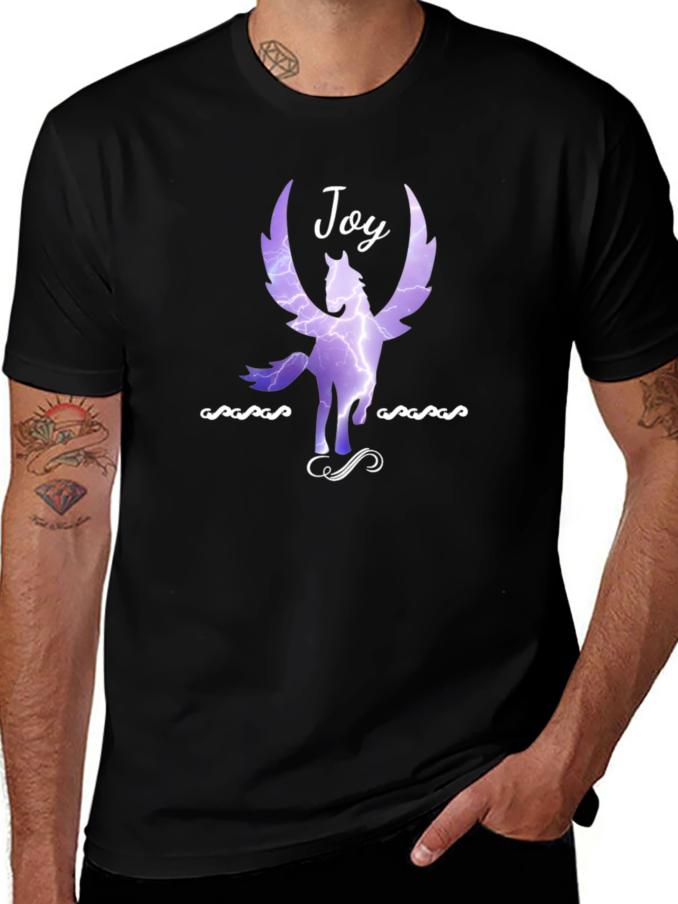 Variant 14 of Joy Pegasus Graphic Tee - Black