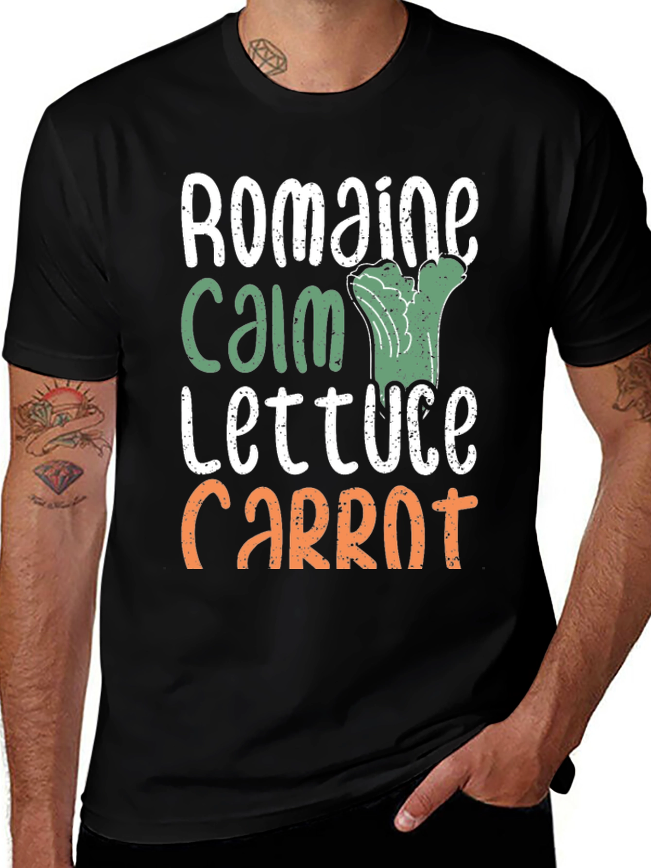 Black Romaine Calm Funny Vegetable T-Shirt main image