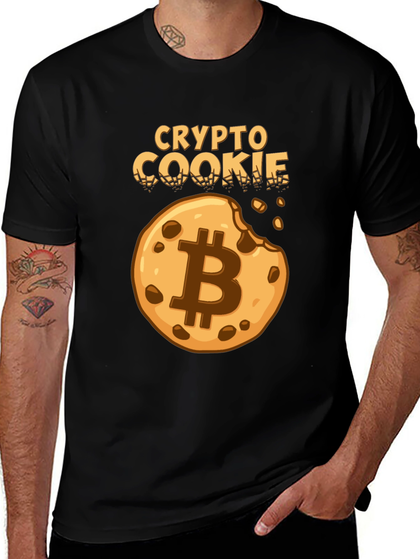 Variant 17 of Crypto Cookie Black T-Shirt Bitcoin Design