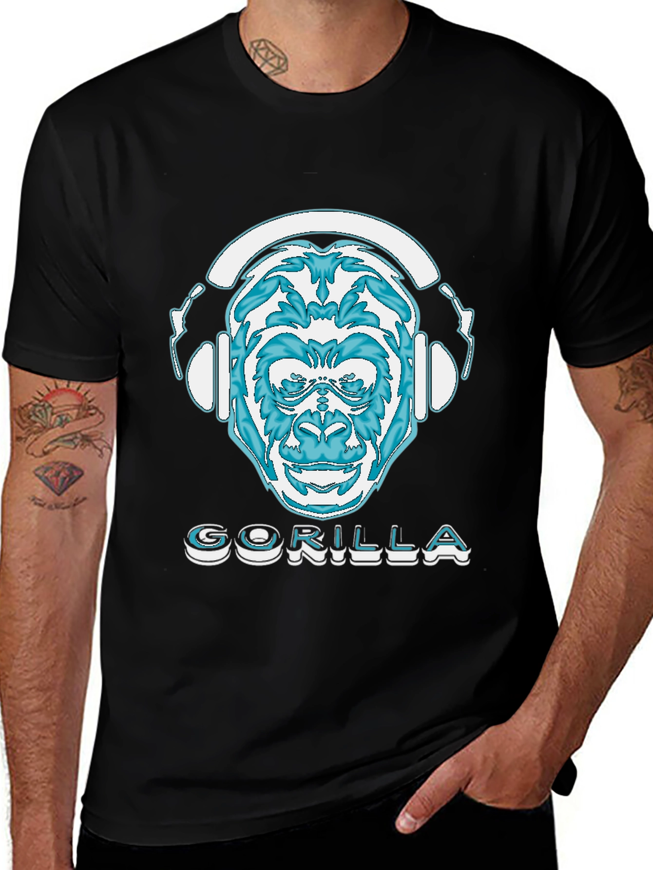 Variant 15 of Gorilla DJ Graphic T-Shirt - Cool Animal Design