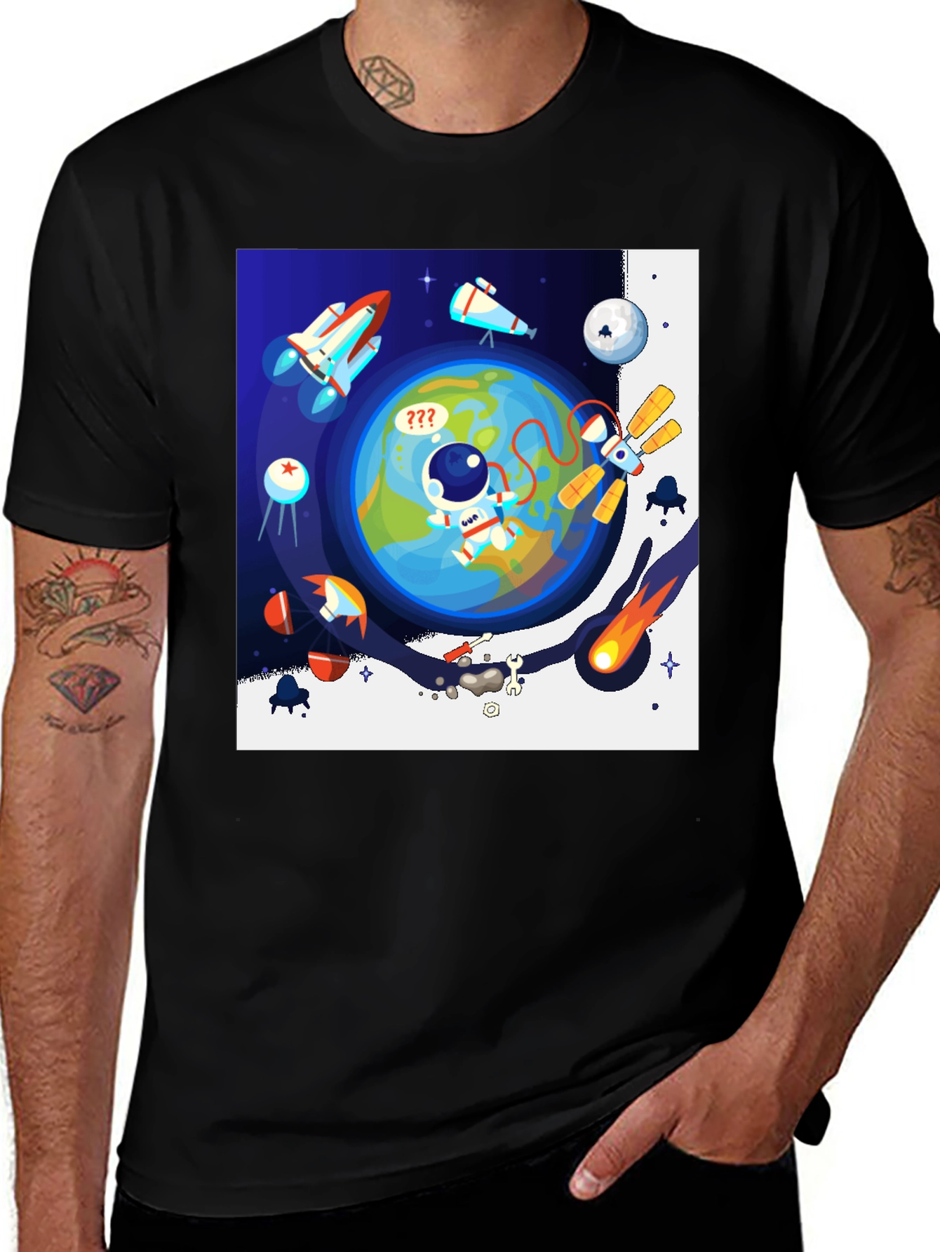 Variant 27 of Astronaut in Space Graphic T-Shirt - Black