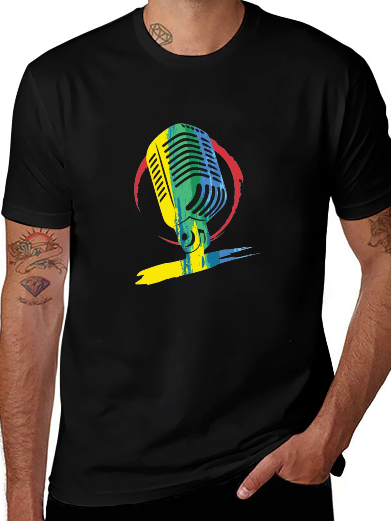 Variant 14 of Retro Microphone Graphic Tee - Stylish Music Lover T-Shirt