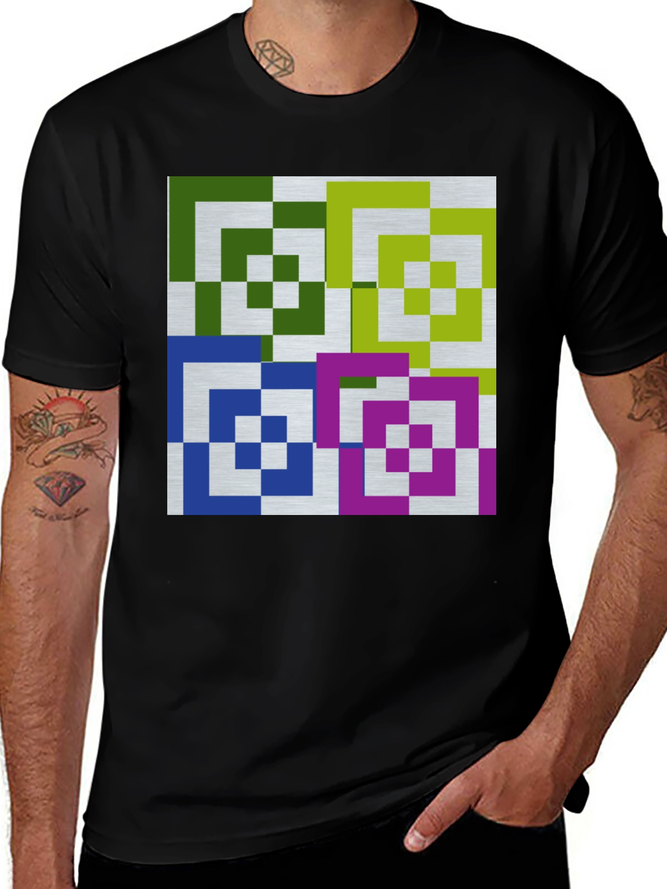 Variant 29 of Geometric Squares Graphic Tee - Modern Art Shirt