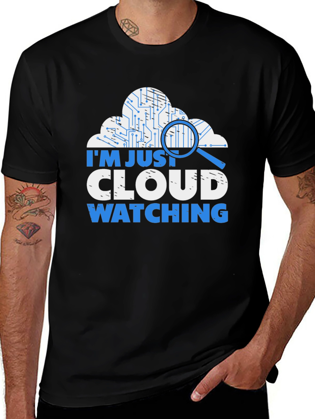 Black Cloud Watching T-Shirt - Tech Humor Tee main image