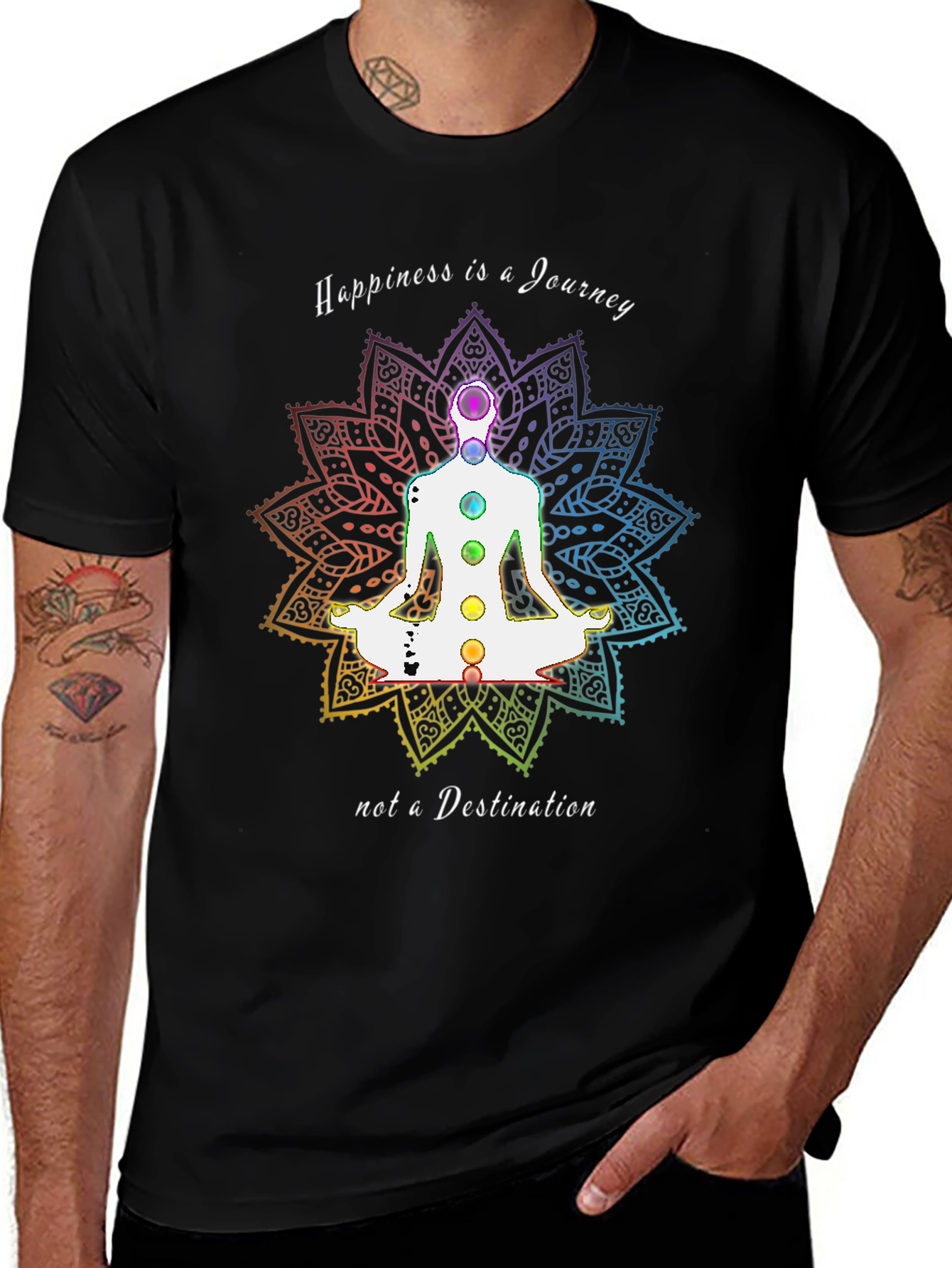 Variant 19 of Happiness Journey Chakra Graphic Tee - Black