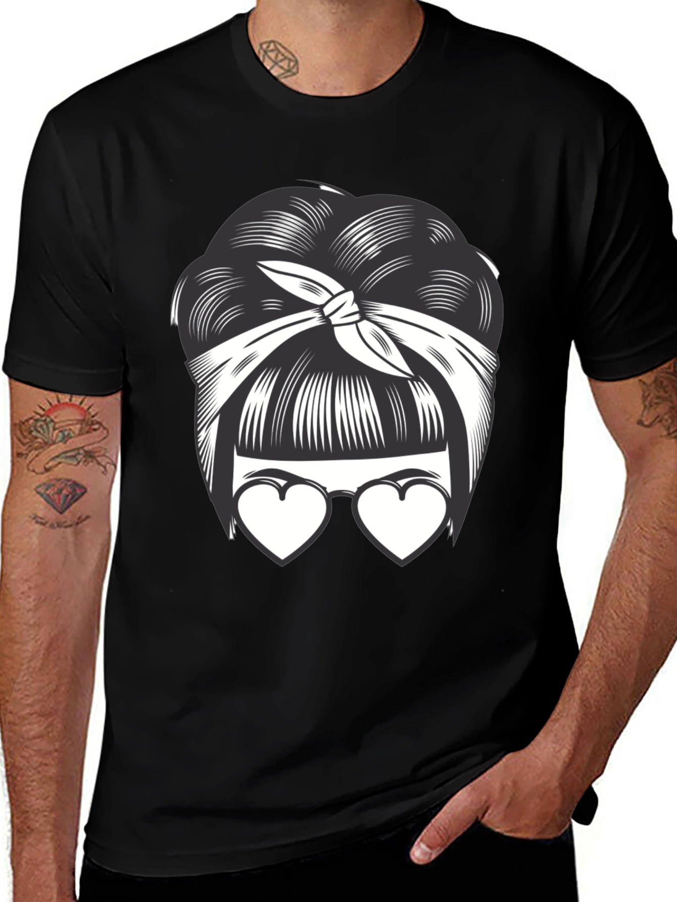 Variant 24 of Bandana Bun & Heart Glasses Graphic T-Shirt