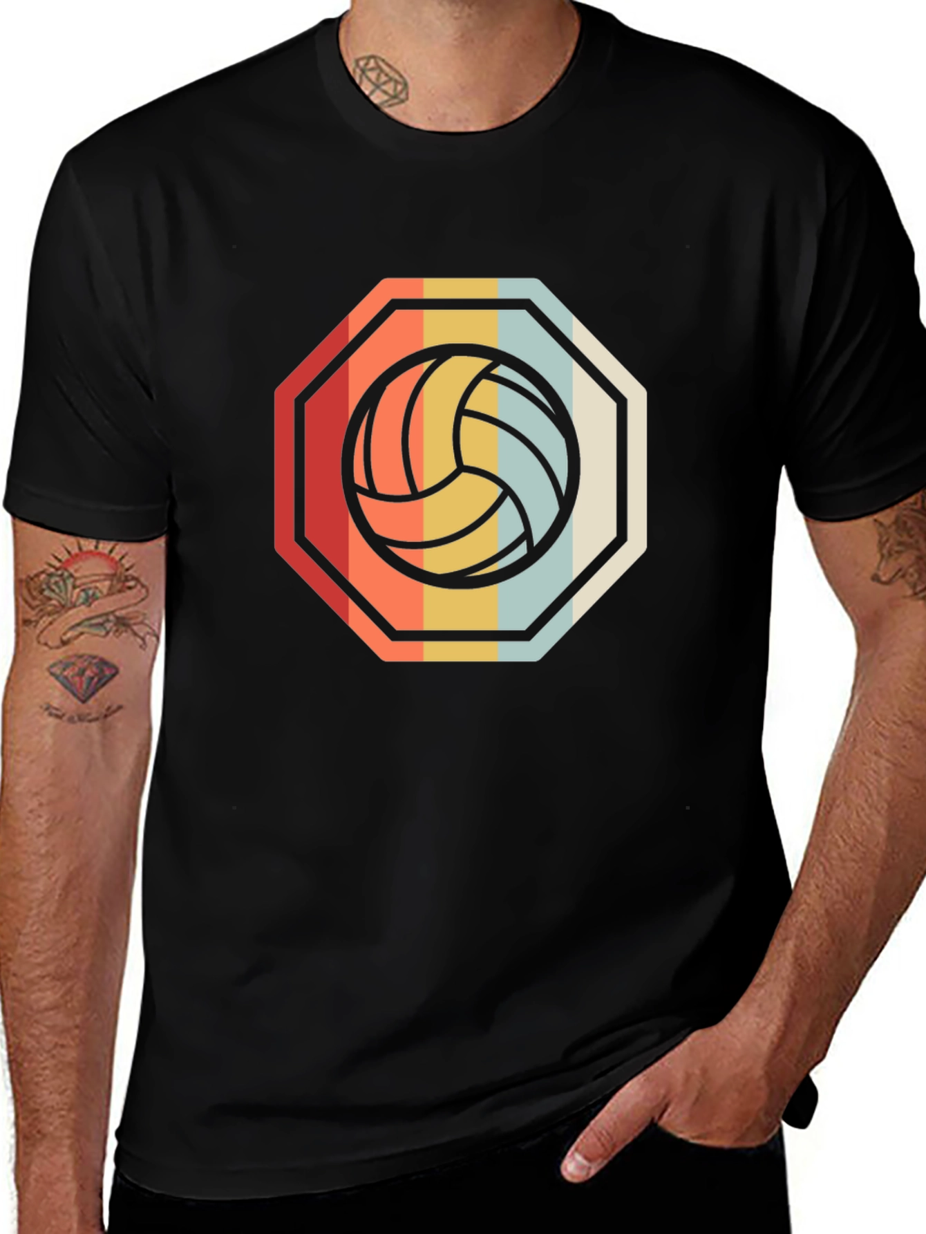 Variant 14 of Retro Volleyball Graphic Tee - Black